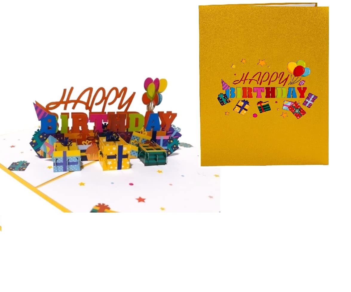3D Happy Birthday Pop-Up Card with Gift Box & Balloon - Perfect for Friends, Kids, Dad & Mom | Thoughtful Greeting Card for Birthdays, Anniversaries & Special Occasions