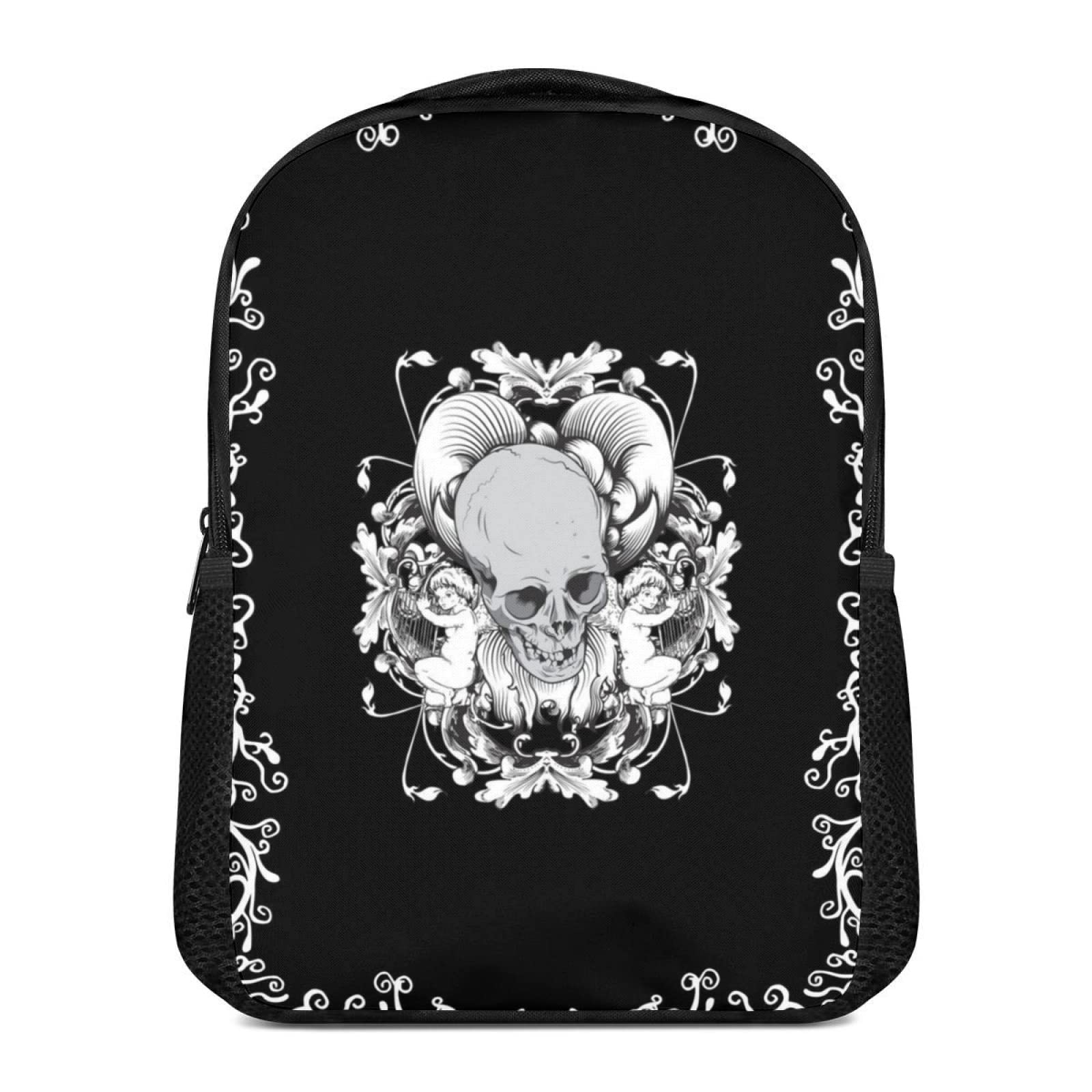 17 Inch Skull Print Backpack for Boys & Girls - Durable Polyester School Backpack with Padded Shoulder Straps - Perfect for School, College, Travel & Daily Use - Adjustable Straps & Spacious Design