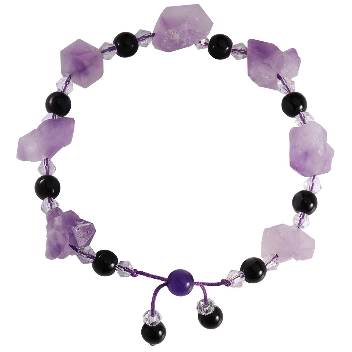 Jewever Natural Raw Amethyst Stretch Bracelet | Yoga Energy Healing Crystal Gemstone Jewelry for Women | Meditation, Chakra Balancing & Spiritual Gift