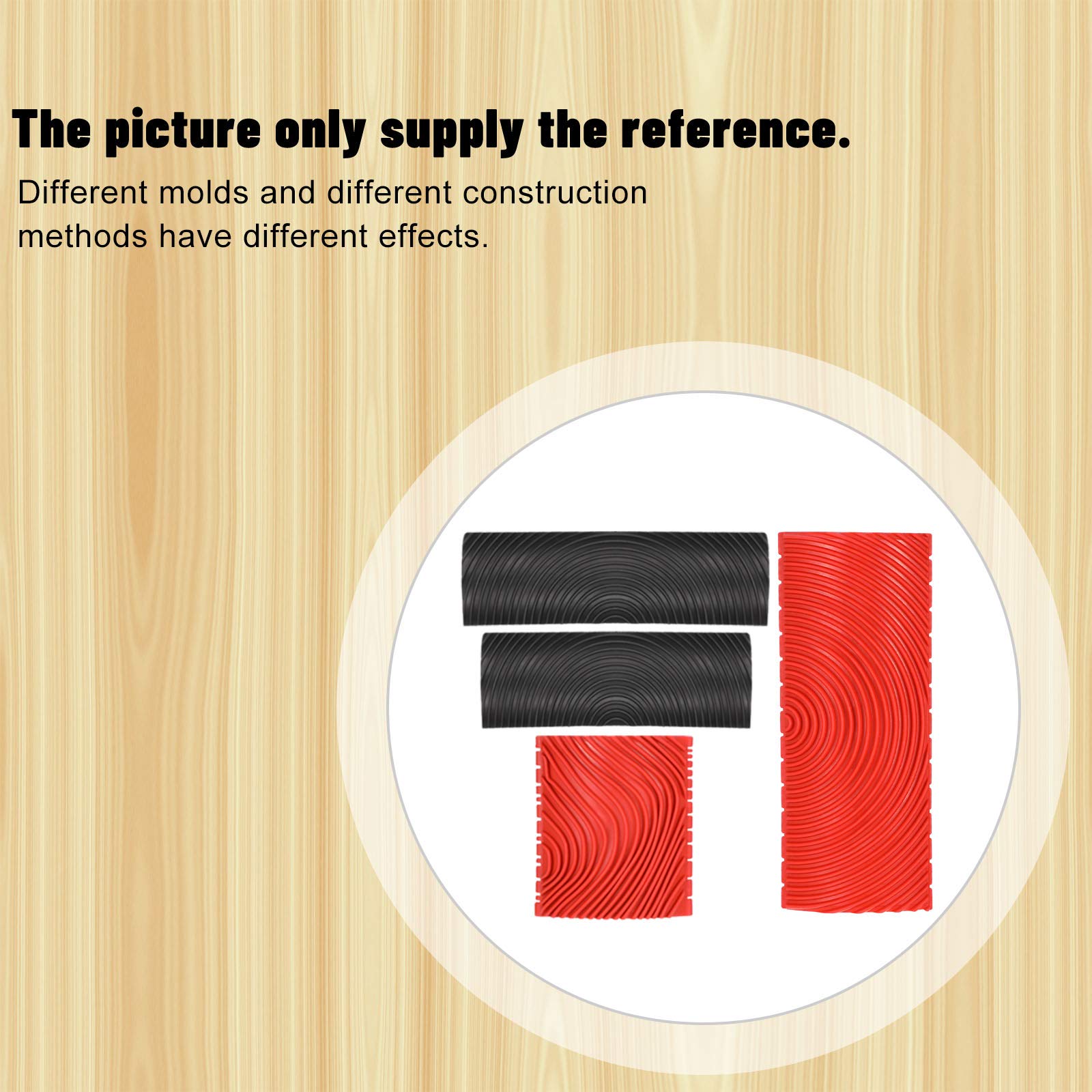 Rubber Wood Grain Painting Tool Set - DIY Wood Texture Graining Kit for Walls & Furniture (4-Piece, Black & Red) - Perfect for Home Decoration, Wall Art, and DIY Wood Grain Effects
