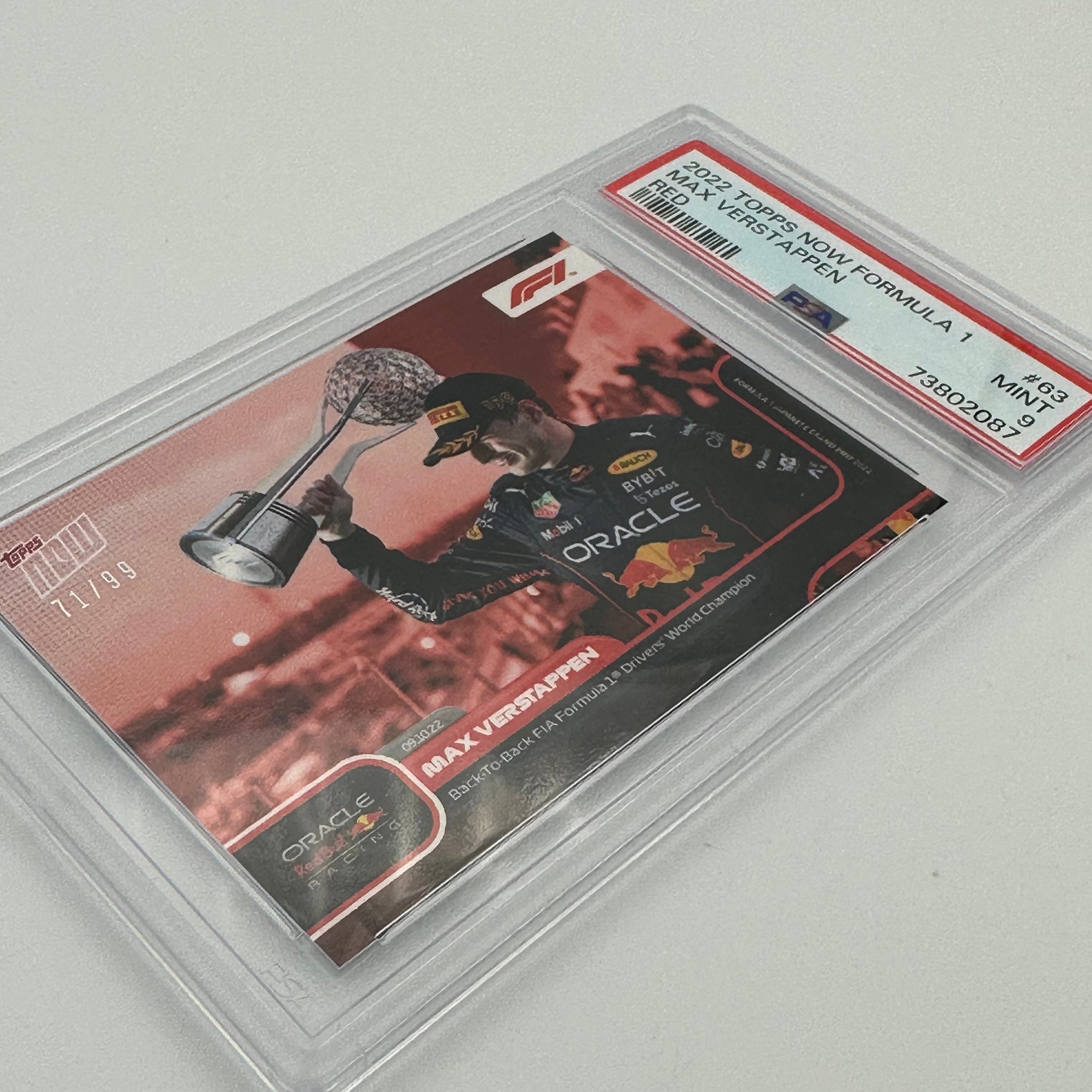 PSA 9 Graded 71/99 MAX VERSTAPPEN #63 Red - Rare Collectible Trading Card for F1 Racing Fans & Sports Memorabilia Enthusiasts