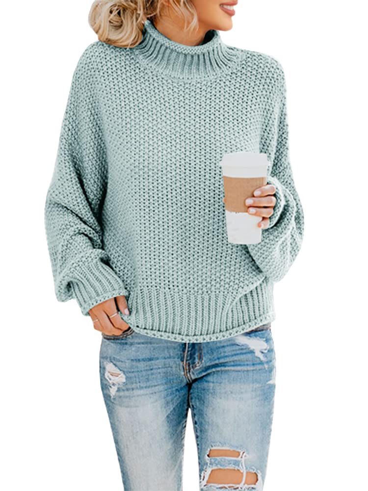 Saodimallsu Women's Oversized Turtleneck Sweater - Batwing Long Sleeve Chunky Knit Pullover for Casual Wear & Winter Outfits