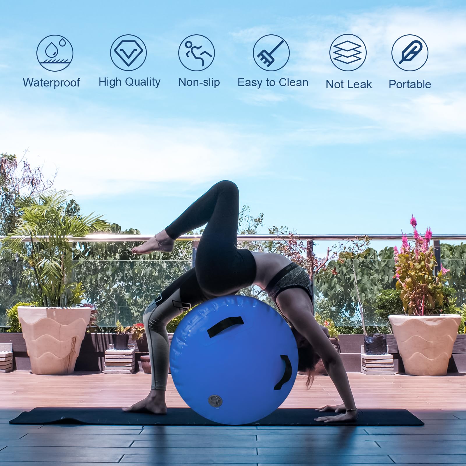 AKSPORT Inflatable Air Roller for Backbends, Back Handsprings & Gymnastics Training - Portable Yoga Barrel with Electric Pump for Home, Cheerleading, Tumbling & Back Walkovers - Perfect for Stretching, Flexibility & Acrobatic Practice