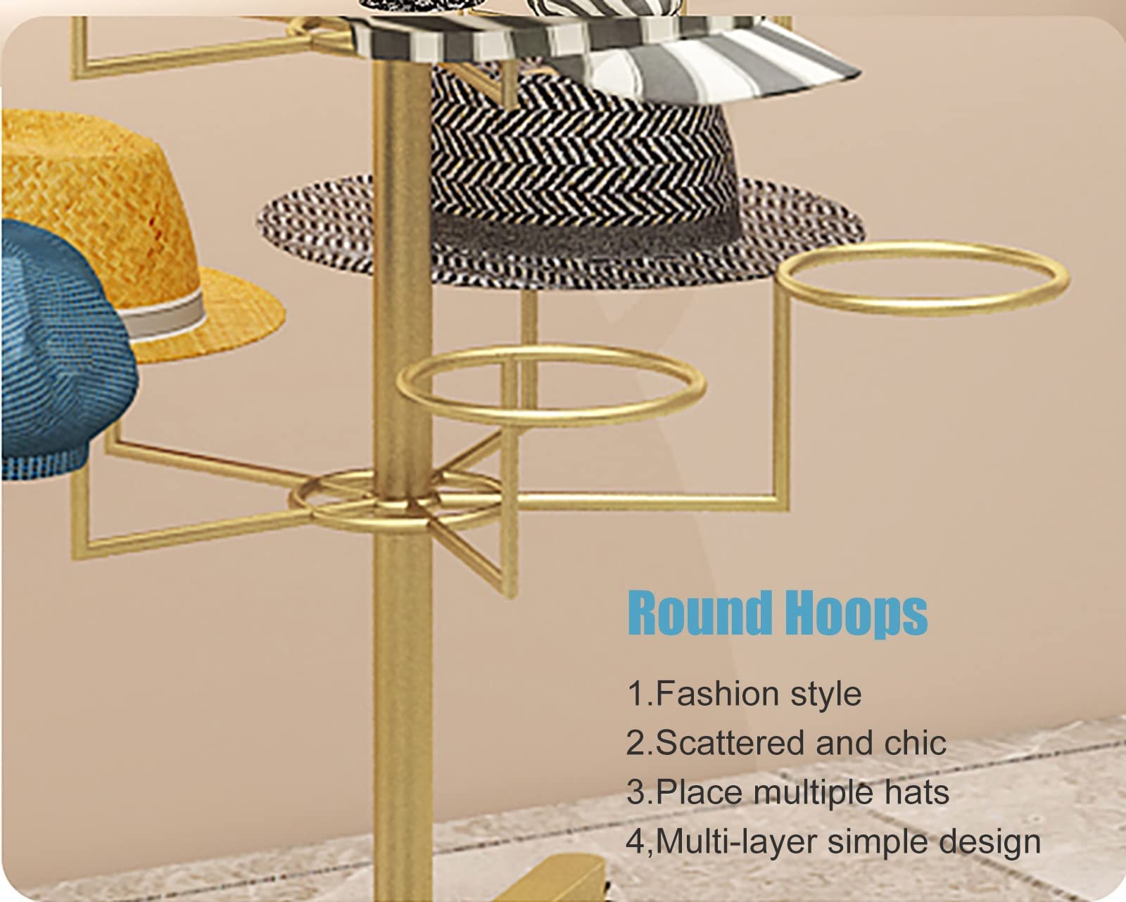 5-Tier Heavy Duty Metal Hat Display Stand for Cowboy Hats & Wig Storage - Large Capacity Rolling Hat Rack for Home or Store Use - Modern White Hat Tree Shelf (Perfect for Retail Displays, Hat Collections & Closet Organization)