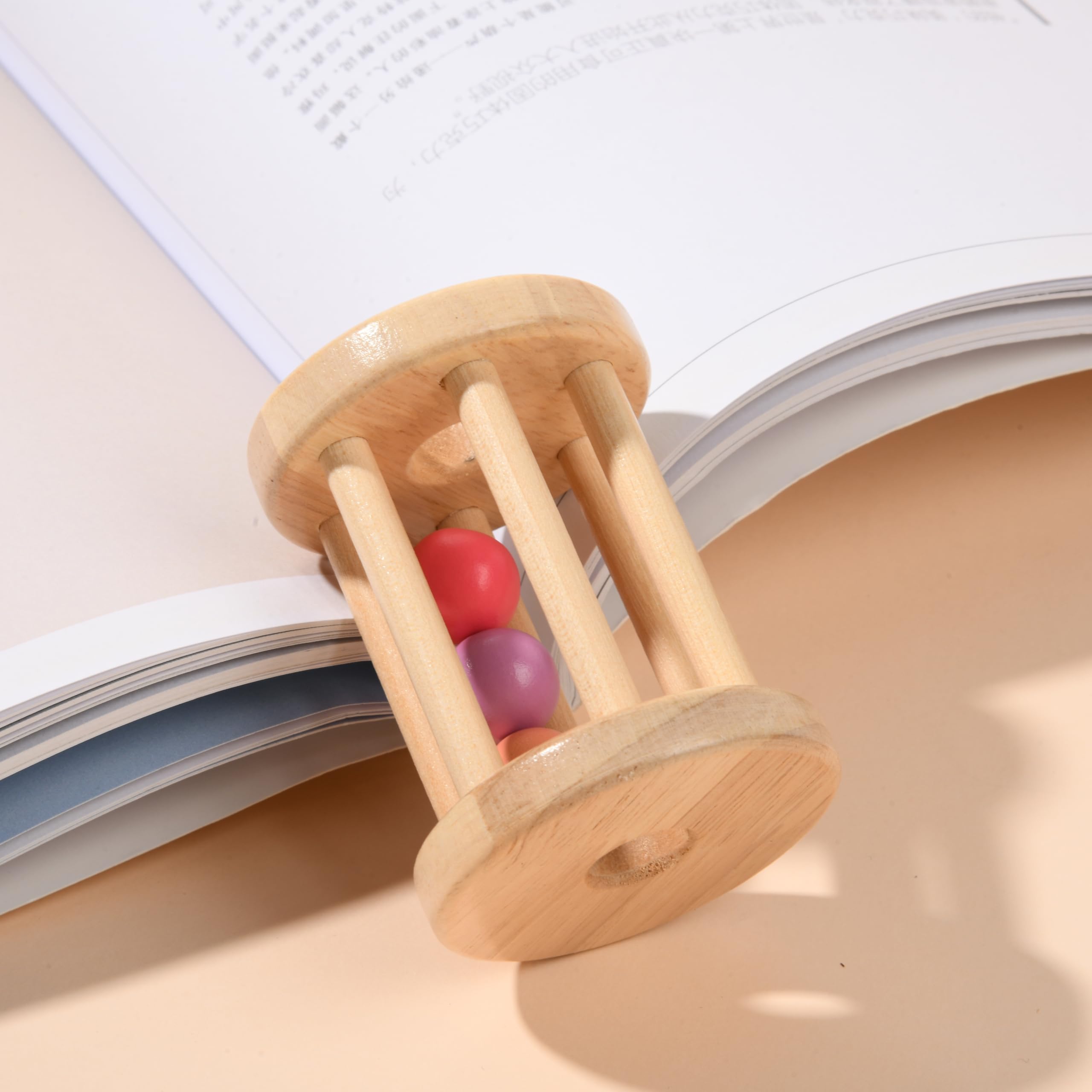 Montessori Wooden Sensory Toys for Babies 0-6 Months - 6-in-1 Educational Learning Set with Spinning Drum, Tissue Box, Rattle & Flashcards - Perfect Baby Shower & Birthday Gift for Boys & Girls - Ideal for Early Childhood Development & Sensory Play