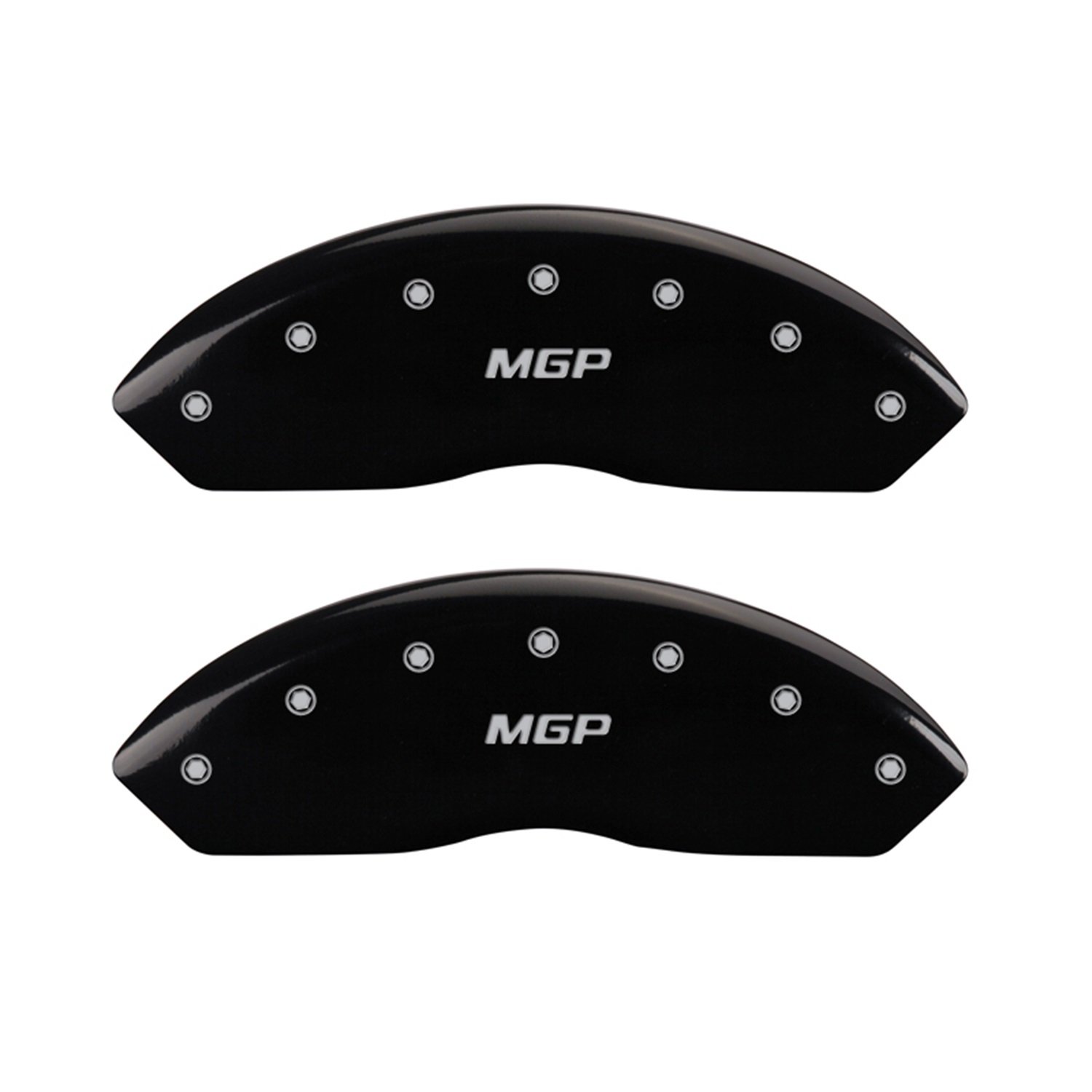 MGP Caliper Covers 10197SMGPBK - 4-Piece Black Brake Caliper Covers with Silver Engraving | Upgrade Your Car's Aesthetic for Sports Cars & Luxury Vehicles