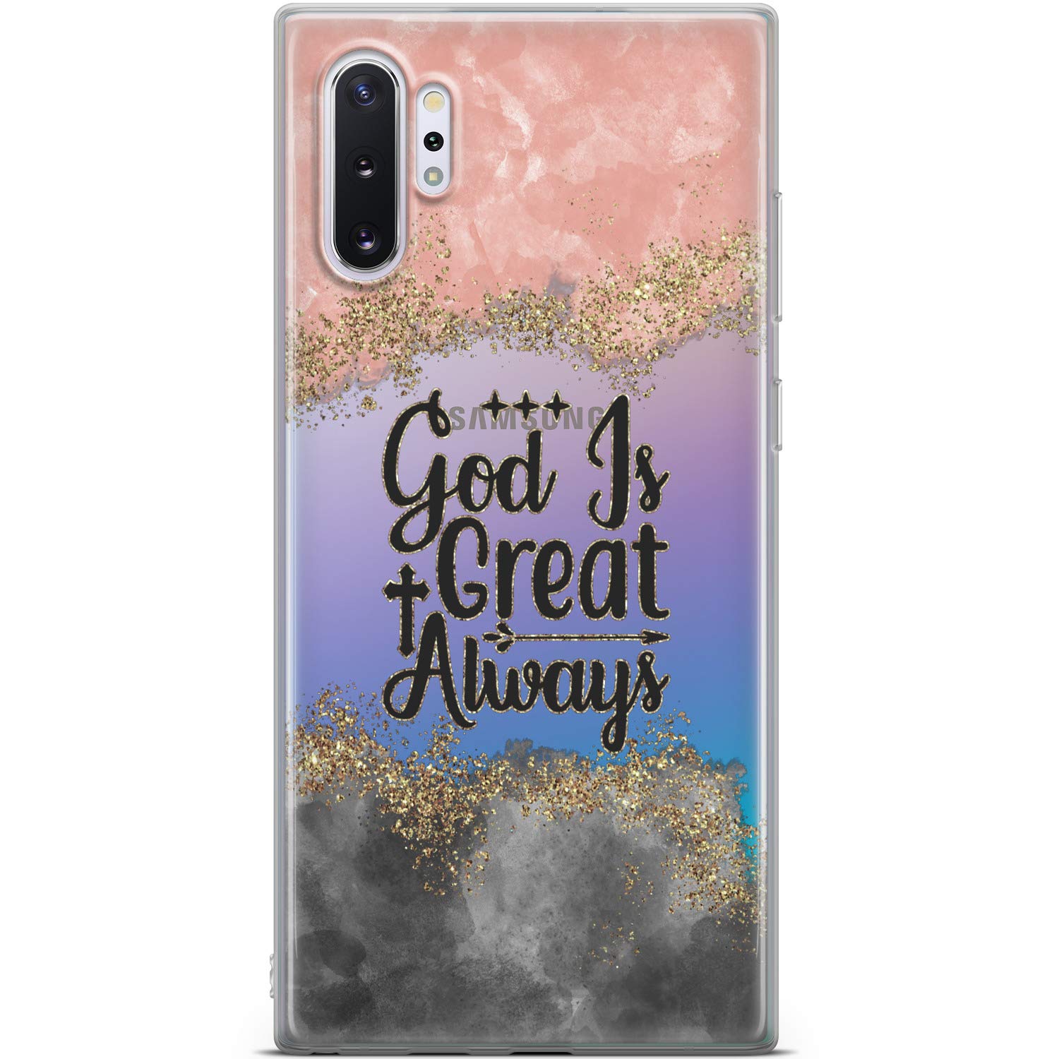 God is Great Bible Verse Phone Case for Samsung Galaxy S24/S23 Ultra/S22 5G Plus/S21 FE/S20/S10 - Slim Christian Inspirational Quote Cover, Flexible Silicone TPU, Lightweight Abstract Design - Perfect for Daily Protection & Faith Expression