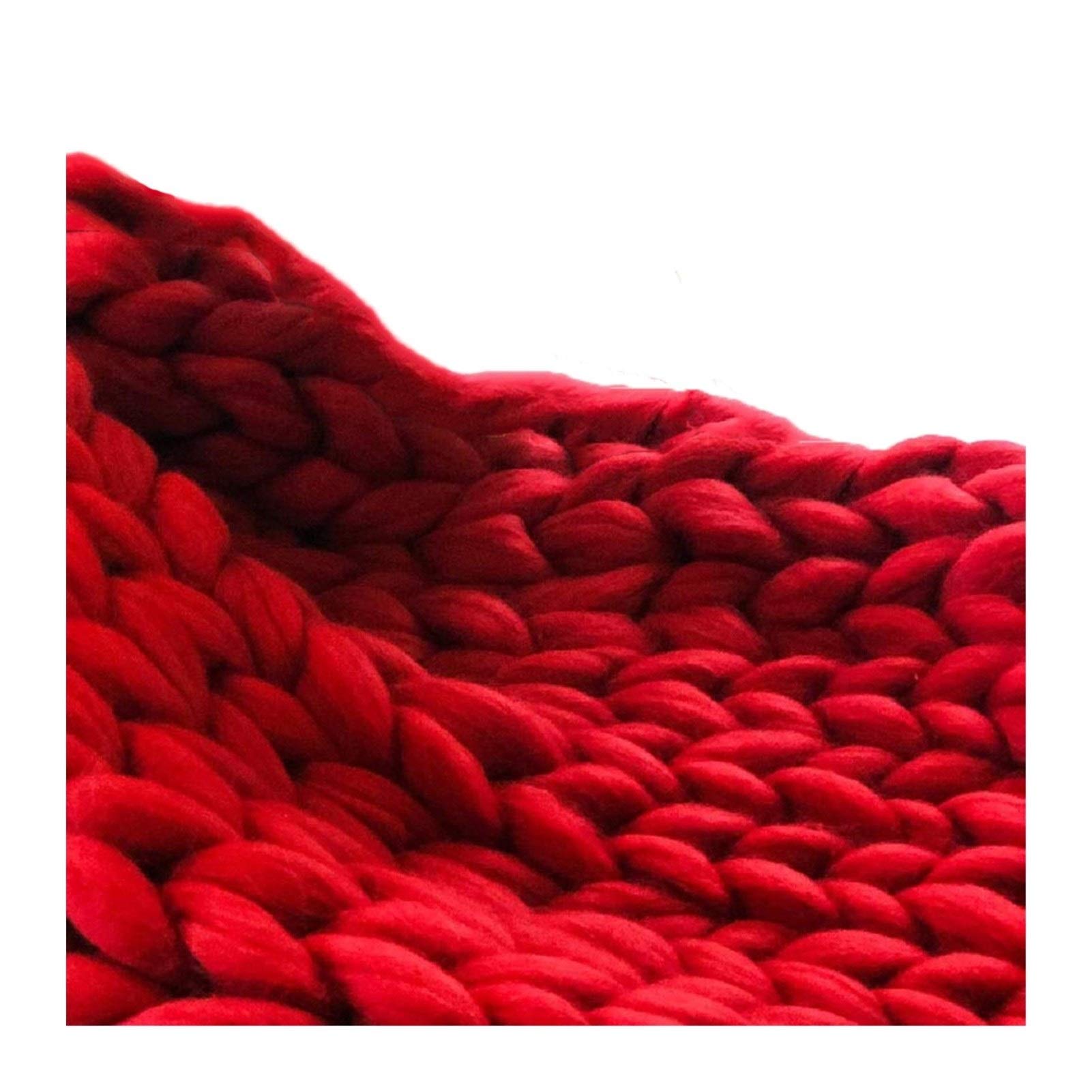 Soft Giant Chunky Knit Blanket - 100x120CM Red Arm Knitting Throw for Couch, Bed & Chair | Cozy Home Decor for Living Room, Nursery & Gifts