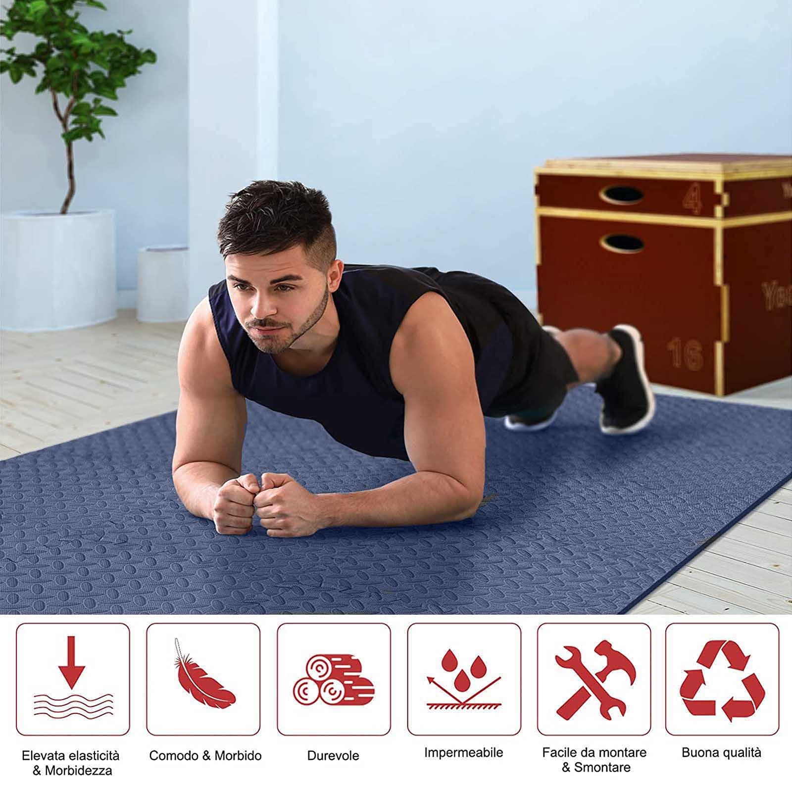Premium EVA Foam Exercise Mats - 12-Piece Interlocking Gym Floor Tiles for Home Workouts, Yoga, Pilates & Treadmill Protection (60x60x1cm, Navy Blue) - Ideal for Home Gyms, Fitness Studios & Kids Play Areas