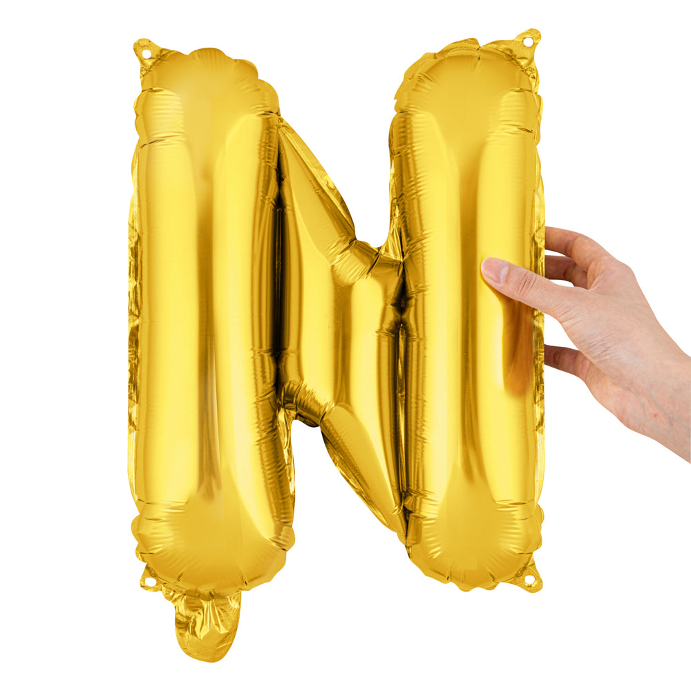 Balloonify Gold Mylar Letter N Balloon - 16 Inch Large Foil Alphabet Balloon for Birthday Party Decorations, Baby Showers & Graduation Celebrations - 1 Count Box