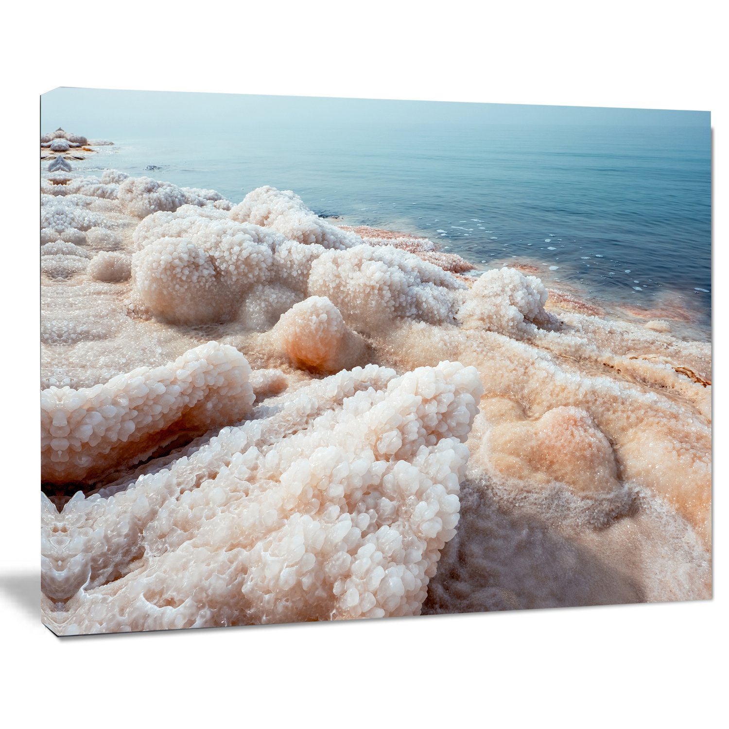 Extra Large Dead Sea Beach Canvas Art - Stunning Crystallized Salt Seascape Wall Decor for Living Room, Bedroom & Office