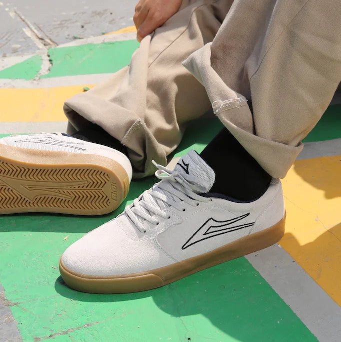 Lakai Cardiff White/Gum Suede Skate Shoes - Men's Classic Low-Top Sneakers for Street Style & Skateboarding | Perfect for Casual Wear & Urban Fashion