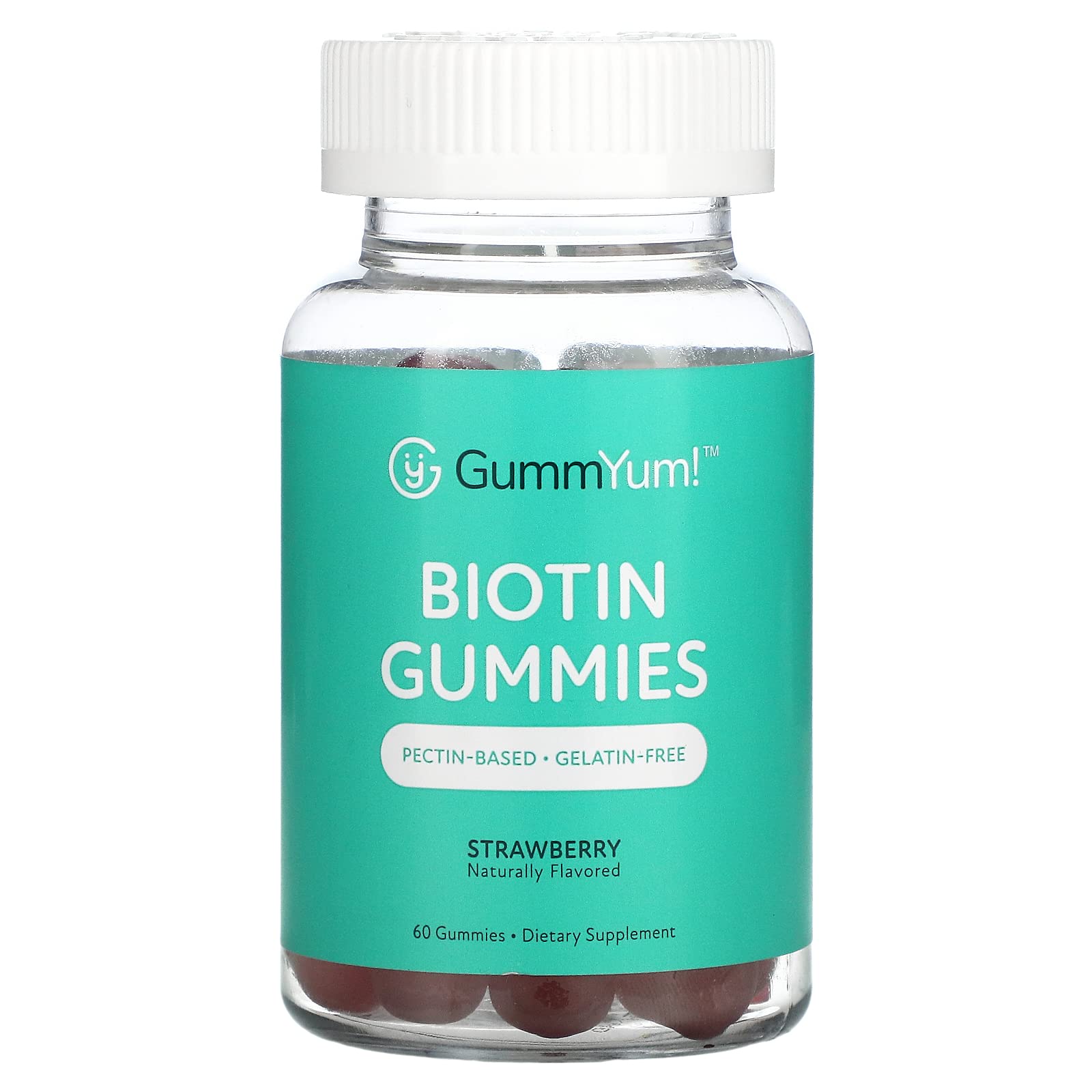 Biotin Gummies 2500mcg - Strawberry Flavor Hair Skin & Nails Supplement - 60 Count Vitamin B7 Chewable Gummies by GummYum! - Perfect for Daily Beauty Routine & Healthy Hair Growth