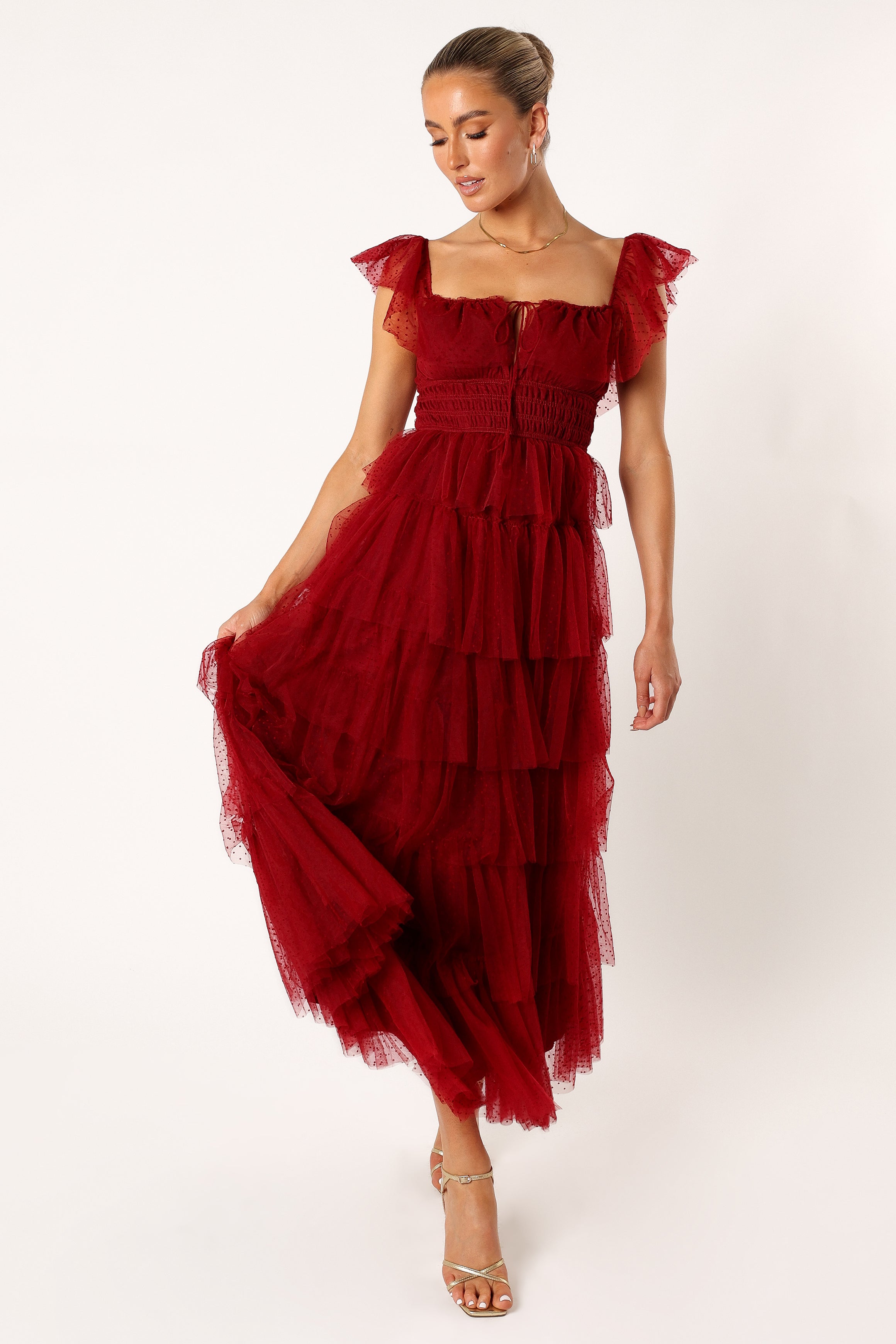 Elegant Belle Maxi Dress in Burgundy - Women's Long Flowy Dress for Summer, Beach, Parties & Special Occasions