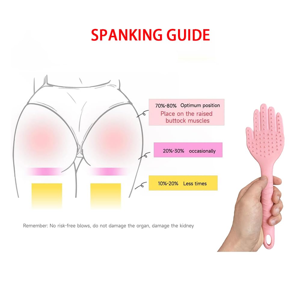Textured Rubber Palm Shaped Spanking Paddle - BDSM Sex Toy for Couples, Women & Gay Play - Flexible SM Bondage Flirt Toy with Bumps for Adult Spanking Games | Perfect for Bedroom Fun, Roleplay & Sensual Play (Pink)