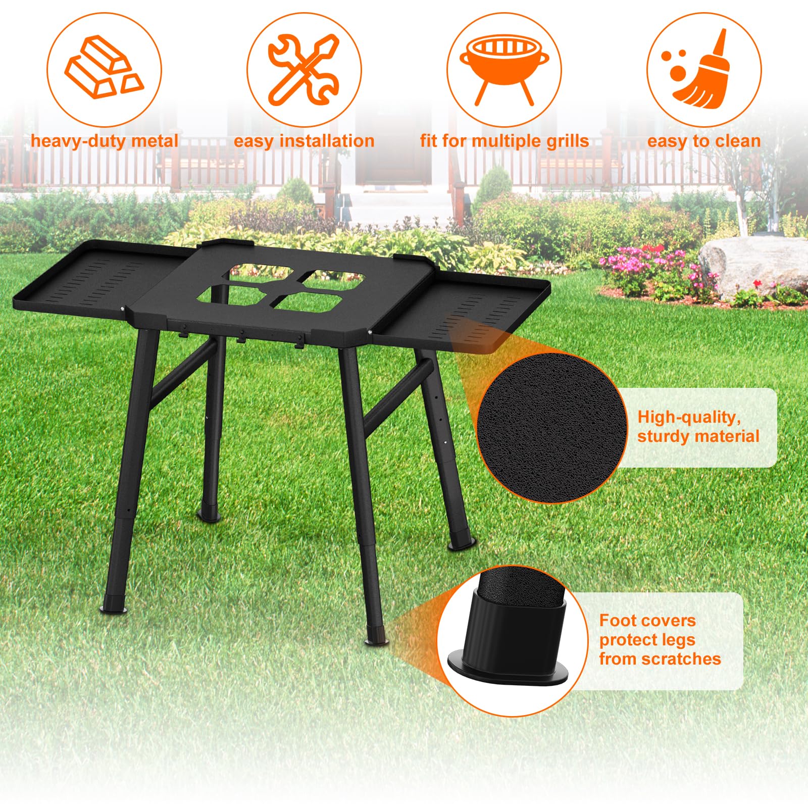 **Outdoor Grill Table Stand for Ninja OG & OO Series – Heavy Duty Steel Portable Grill Stand with Adjustable Height, Side Shelf & Utensil Holder – Perfect for Backyard BBQs, Camping & Tailgating**