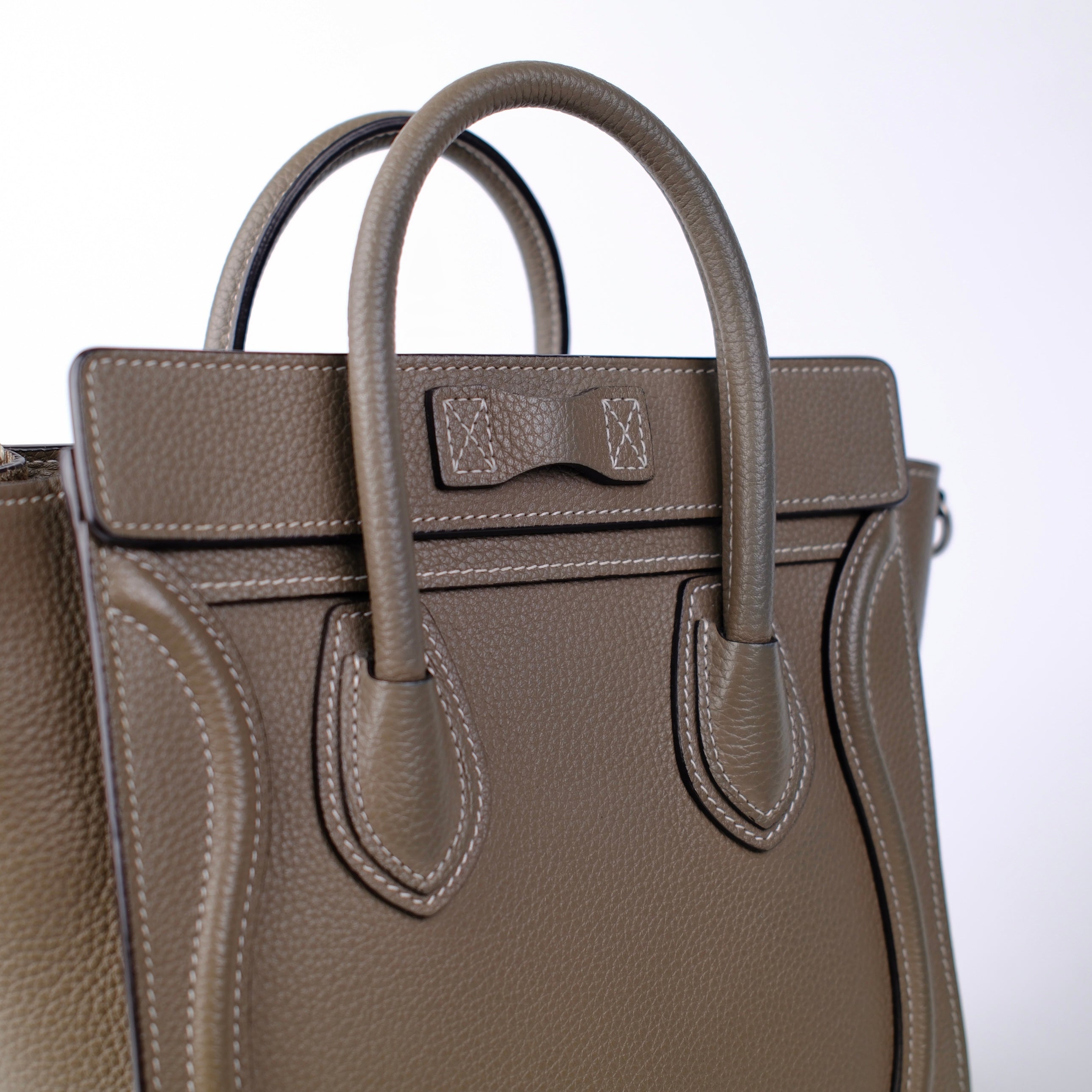 Celine Luggage Nano Bag in Taupe Calfskin Leather - Stylish & Durable Handbag for Women, Perfect for Work, Travel & Everyday Use