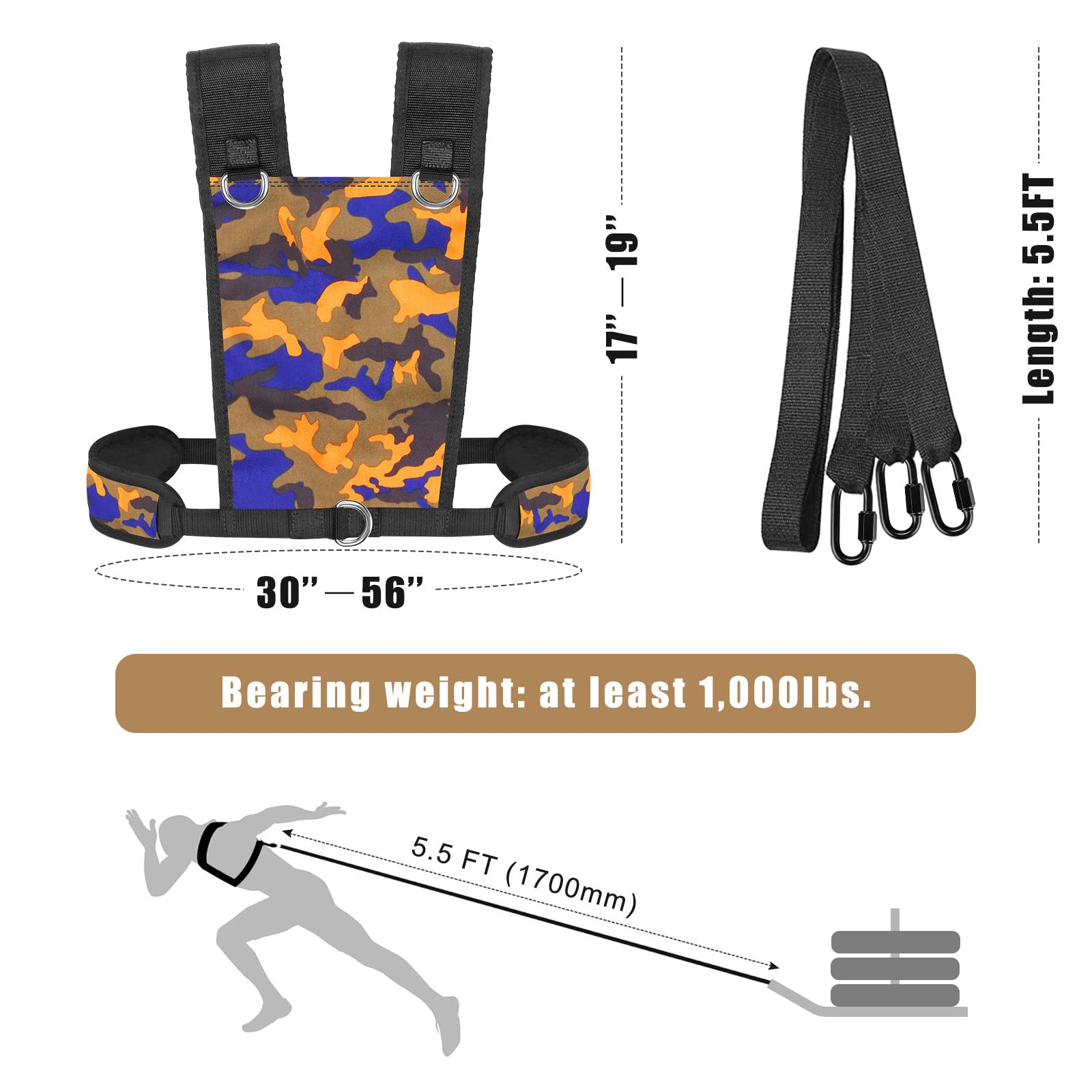 Dolibest Adjustable Sled Harness for Fitness Resistance Training - Durable & Comfortable Pull Harness for Strength Workouts, Outdoor Training, and CrossFit Exercises