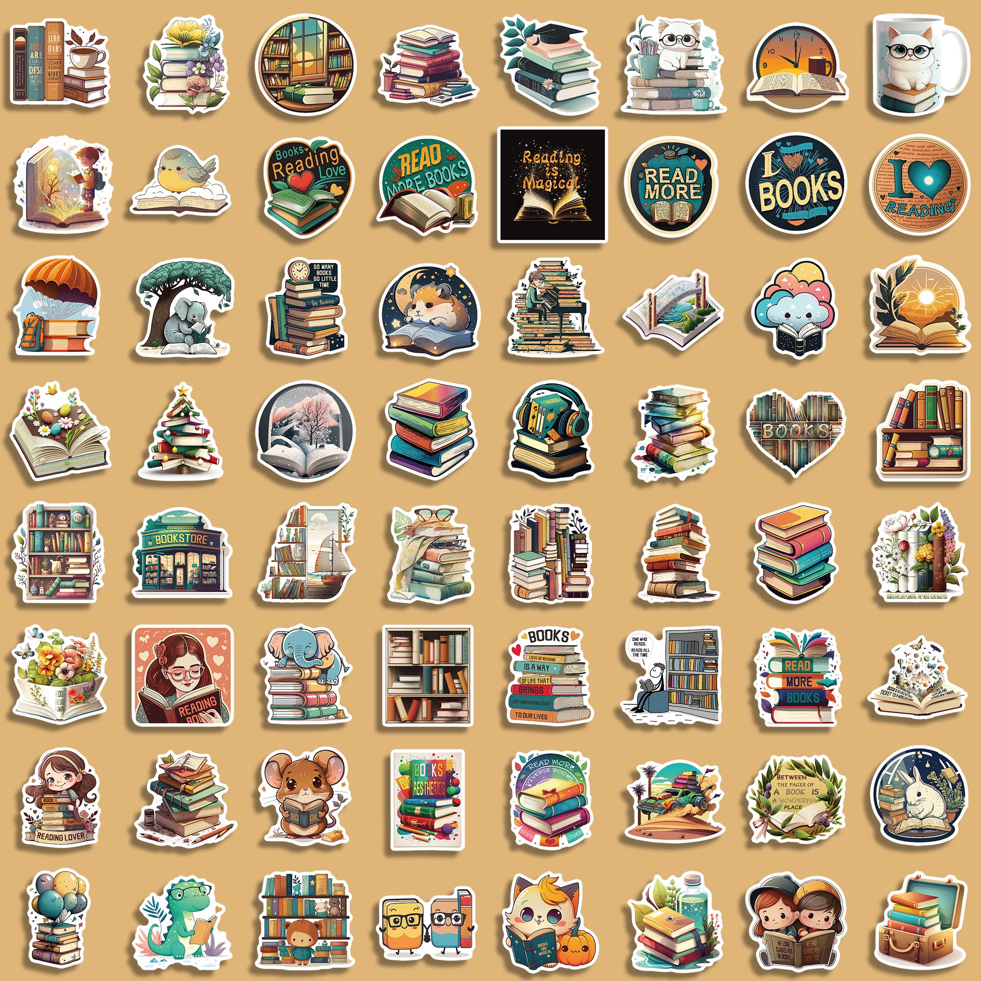 100 Pcs Book Lover Stickers - Waterproof Vinyl Decals for Books, Laptops, Water Bottles & More - Perfect for Kids, Teens & Book Enthusiasts - Great for School, Office & Personalizing Belongings