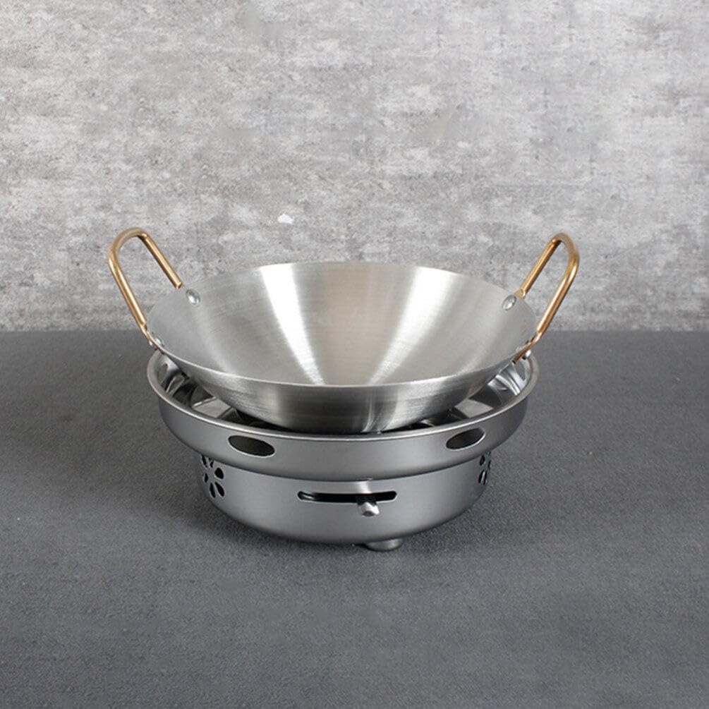 Premium Stainless Steel Amphora Wok Pan - 12 Inch Double Handled Stir Fry Pan for Ramen, Stews & Camping Cooking - Durable Nonstick Kitchen Cookware for Home & Outdoor Use