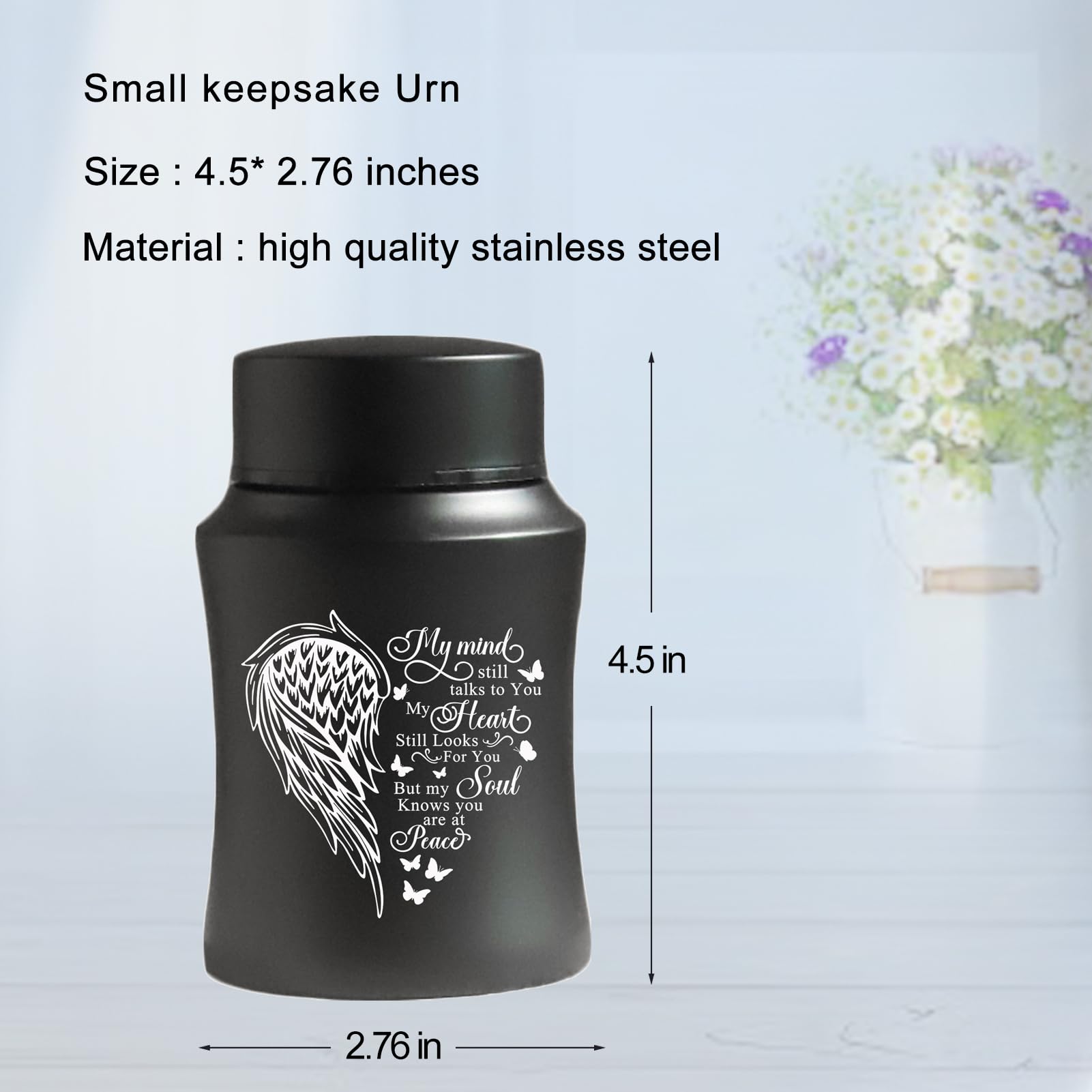 4.5 Inch Small Stainless Steel Cremation Urn for Human Ashes - Mini Keepsake Memorial Urn Container - Perfect for Home Display, Travel, or Scattering Ceremonies