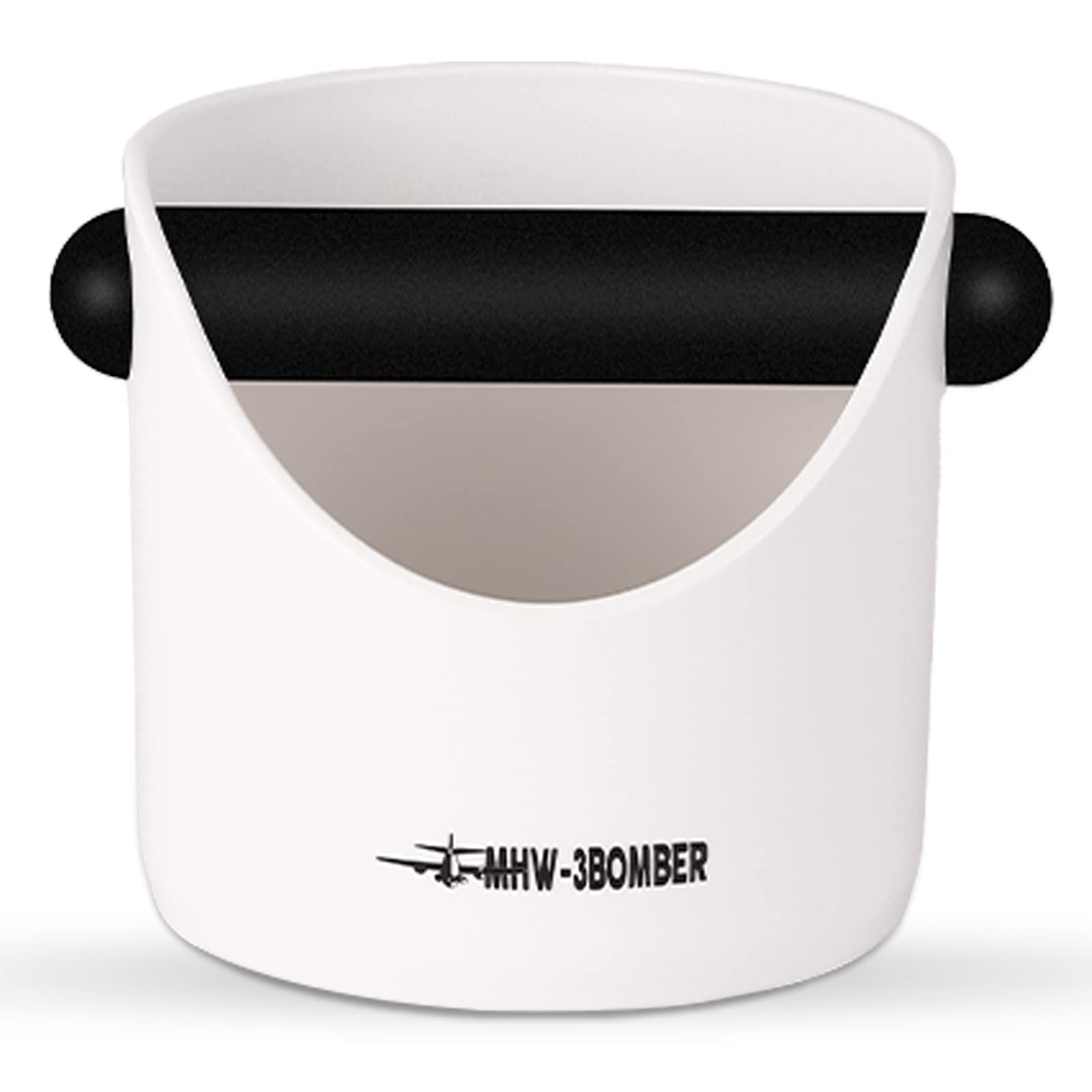 Premium Mini Coffee Knock Box - Espresso Grounds Bin with Detachable Silicone Knock Lever & Non-Slip Base - Barista Style Coffee Accessory for Home & Cafe Use (White) - Perfect for Espresso Machines & Coffee Stations