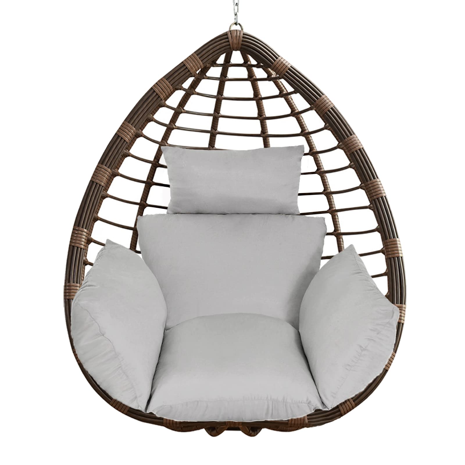 Evaner 2-Pack Thick Swing Chair Cushions - Removable & Washable Nest Basket Hammock Seat Pads for Indoor/Outdoor Use - Perfect for Porch, Patio, Garden & Backyard Relaxation (Grey)
