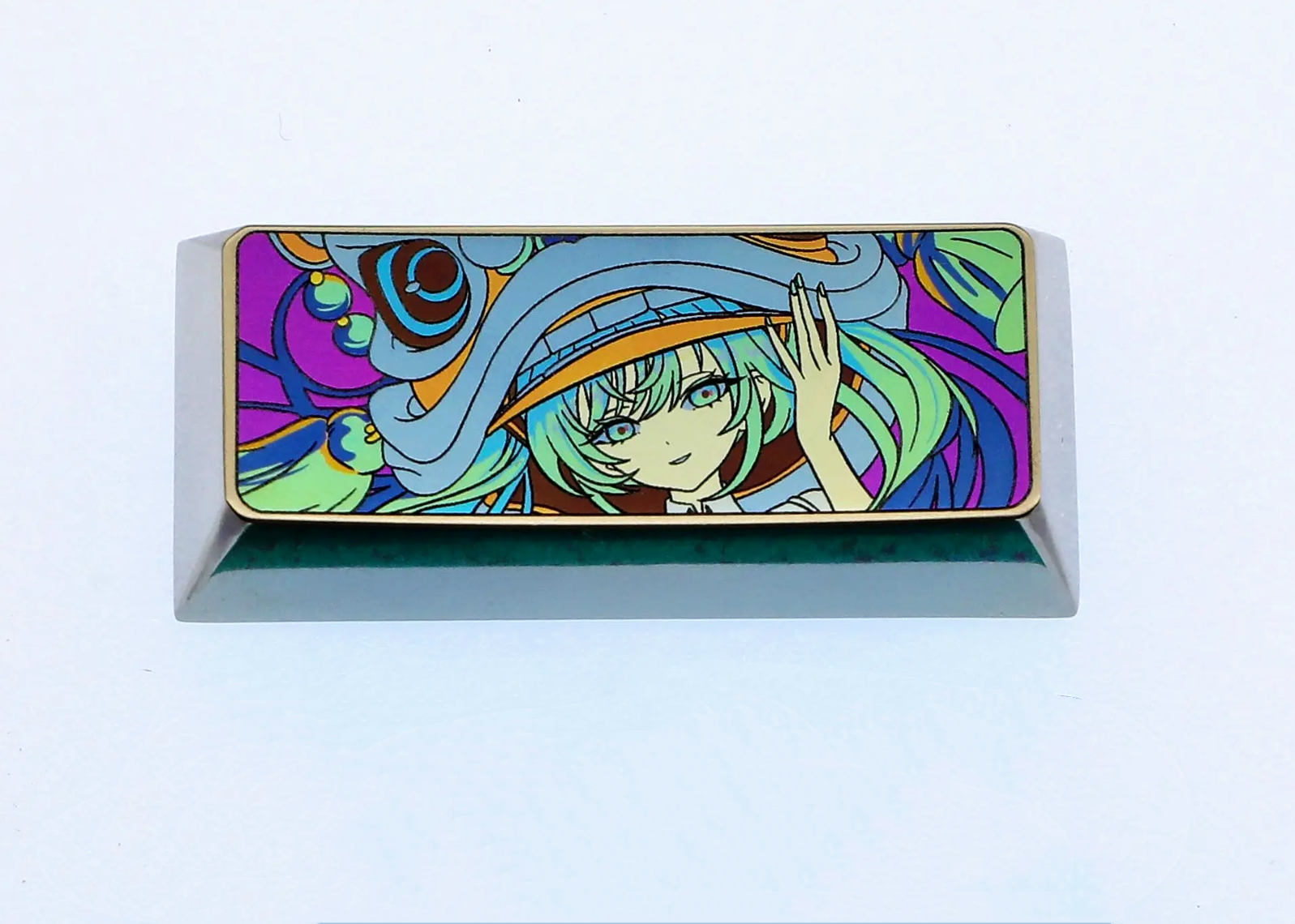 Hatsune Miku Themed 2.25U Enter & Left Shift Keycaps - Color Carved Titanium Alloy Mechanical Keyboard Artisan Keycaps for Anime Fans & Gamers - Perfect for Custom Keyboard Builds & Gaming Setups