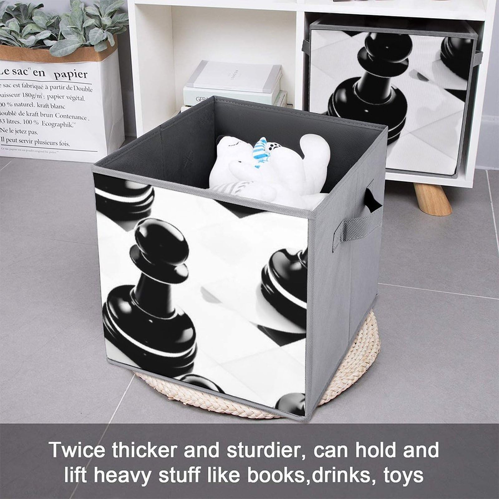 6-Pack Collapsible Chess Pattern Storage Bins with Handles - Large Closet Organizer for Clothes, Toys & Home Organization | Perfect for Bedroom, Nursery & Office Storage Solutions