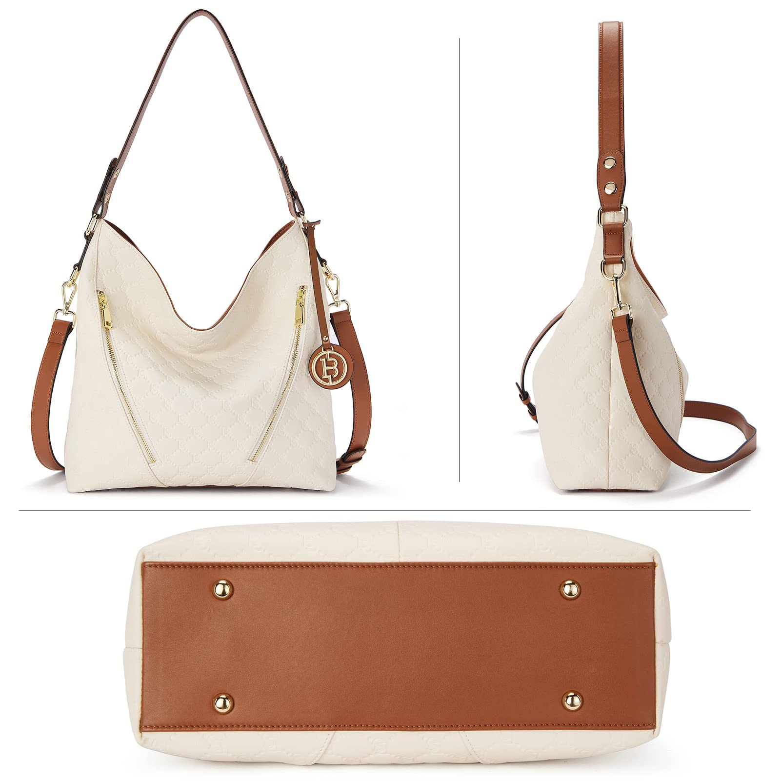 BOSTANTEN Women's Genuine Leather Handbag - Large Hobo Shoulder Bag with RFID Blocking, Credit Card Holder & Phone Clutch in Apricot | Stylish & Spacious for Work, Travel & Everyday Use