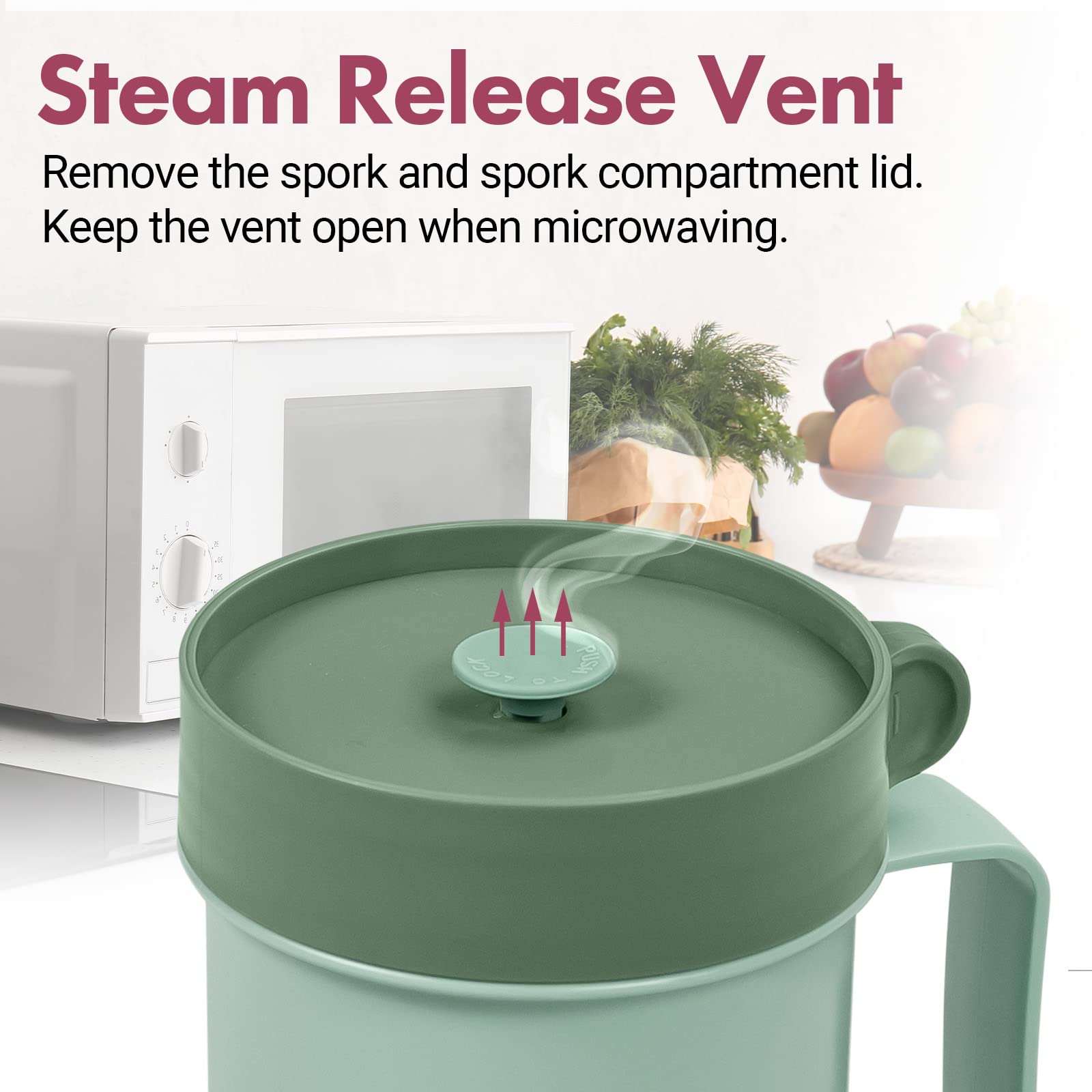 Chiir Microwave Safe Soup Mugs with Lids - 17.63oz Green BPA-Free Soup Cup for Ramen, Noodles, Beverages & Hot Drinks - Perfect for Office Lunch, College Dorm & Quick Meals