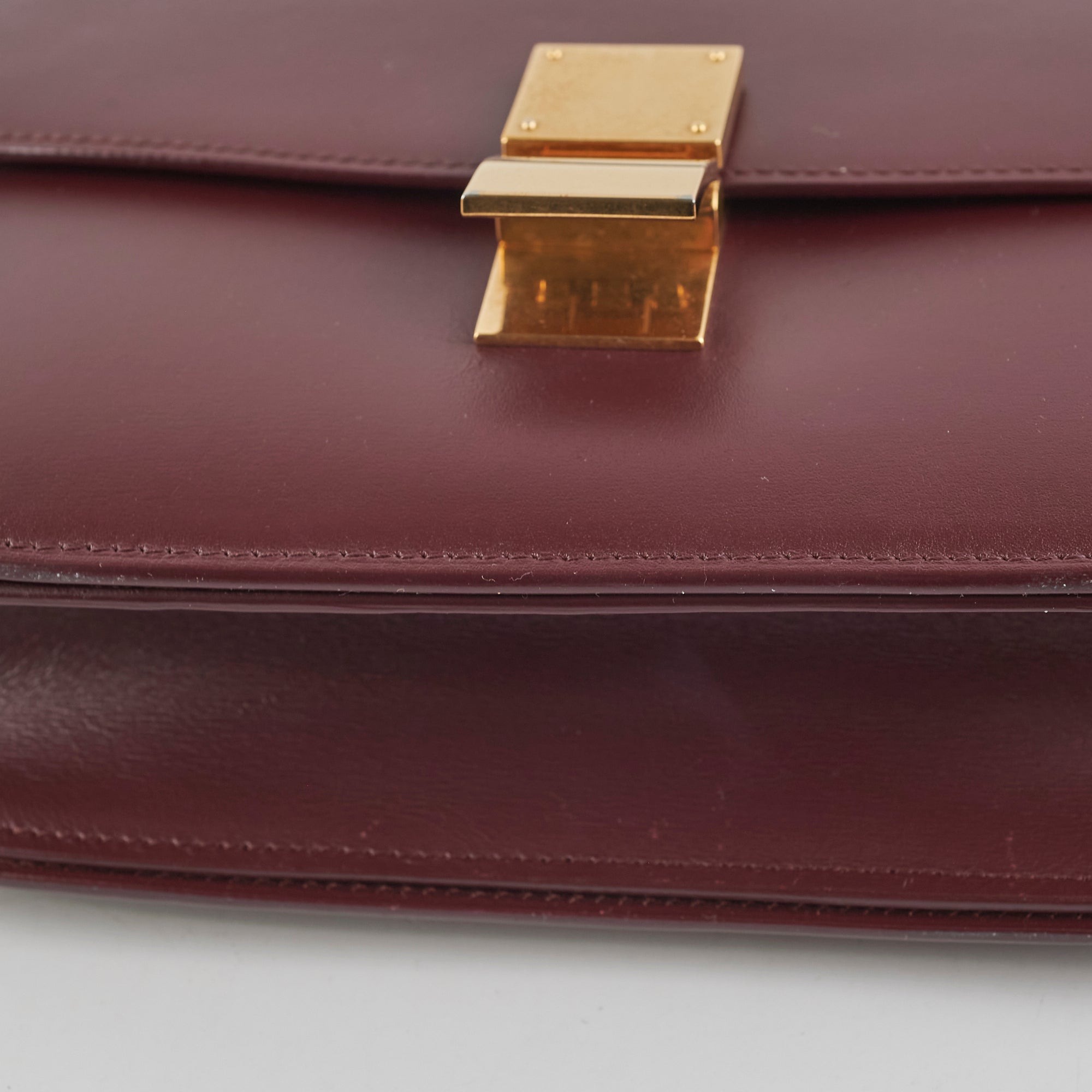 Celine Medium Box Burgundy Leather Crossbody Bag for Women - Luxury Designer Handbag for Work, Travel & Everyday Use