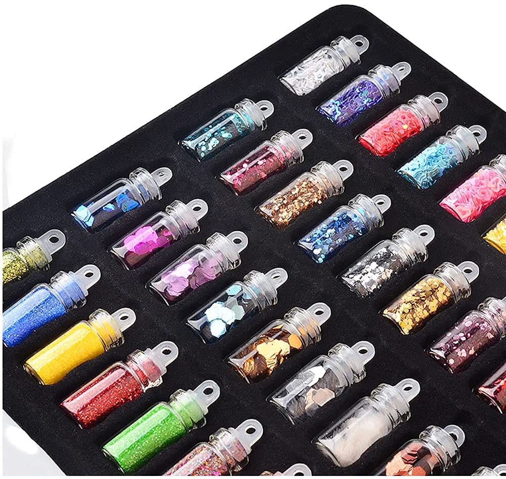 Belicia 3D Nail Art Decoration Kit - 48 Bottles with Free Nail Art Tweezer for DIY Nail Designs, Manicure, Pedicure & Salon Use