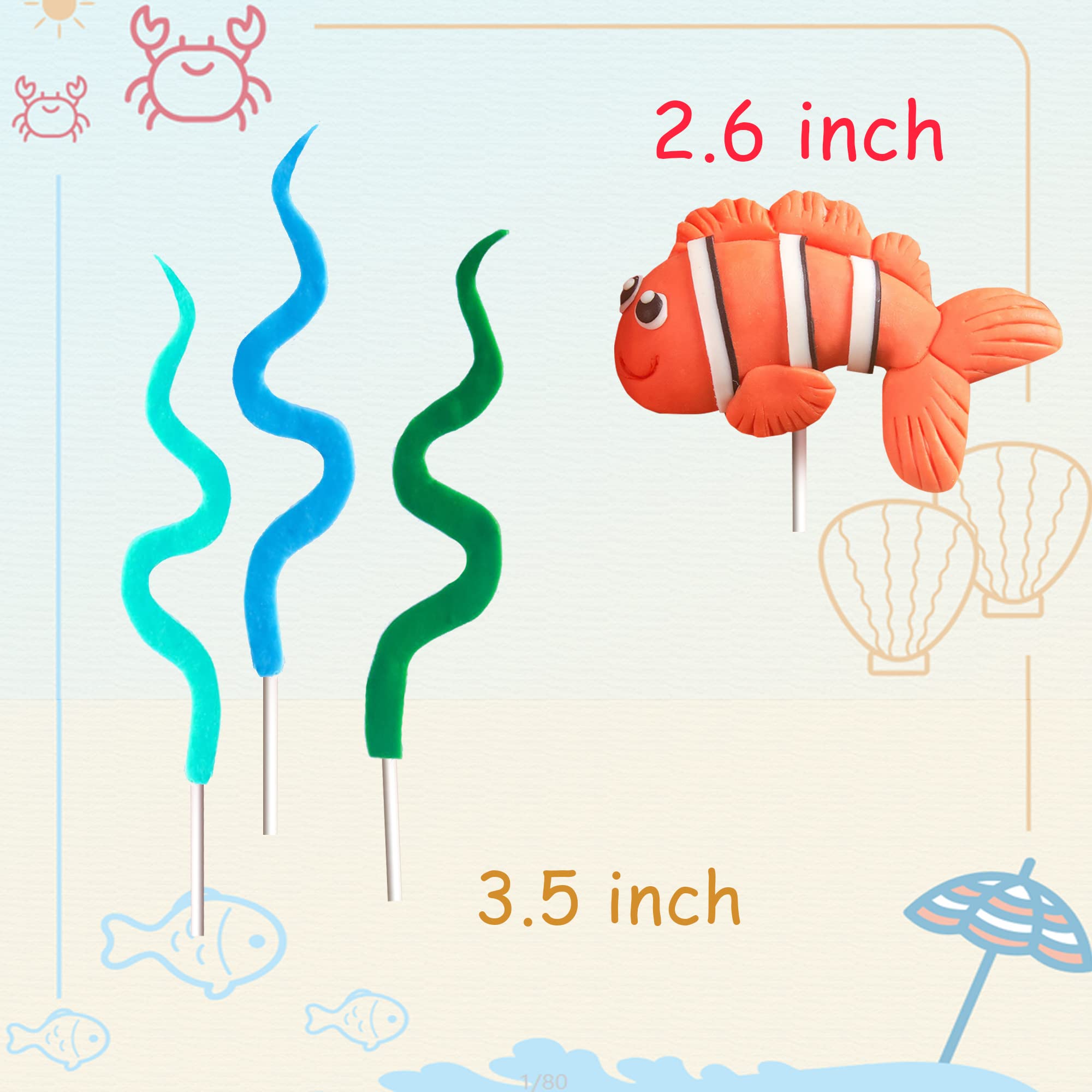 16 Pcs Under The Sea Cake Toppers - Ocean Themed Party Decorations with Devil Fish, Octopus & Seahorse - Perfect for Birthday Cakes, Baby Showers & Underwater Theme Parties