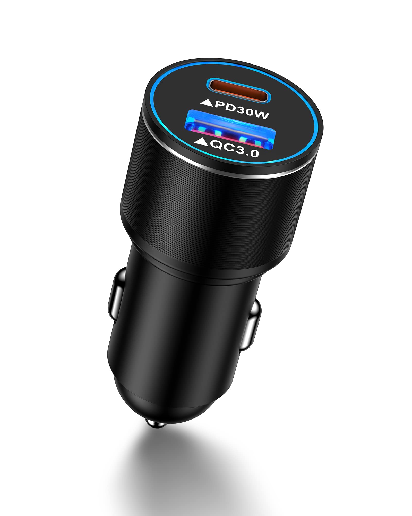 12V Dual Port USB C Car Charger - 30W & 18W Super Fast Charging Cigarette Lighter Adapter for iPhone, Samsung Galaxy, Google Pixel - Perfect for Road Trips & Long Drives