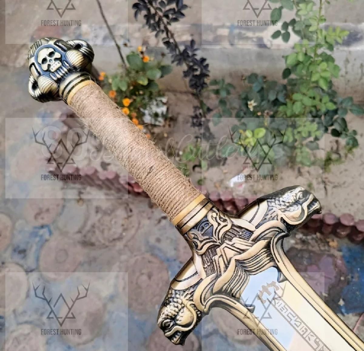 Handmade Conan Atlantean Sword - 42'' Viking Sword with 1095 Carbon Steel Blade, Full Tang & Brass Fittings | Leather Sheath | Collectible King Sword (7.5 lbs) | Perfect Gift for Men, Medieval Cosplay, Home Decor & Historical Reenactment