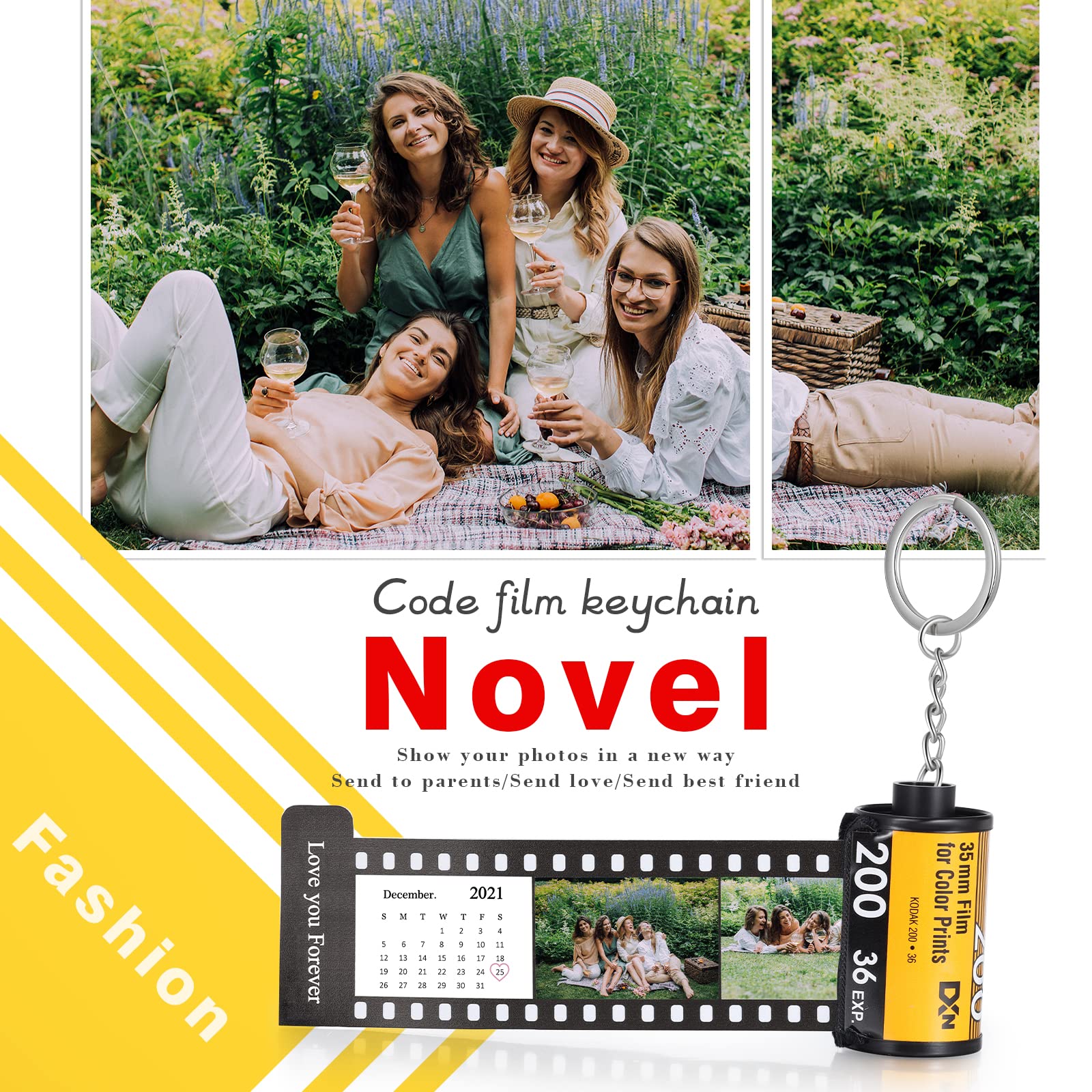 Personalized Camera Film Roll Keychain - Custom Photo Memory Keychain for Travel, Gifts & Keepsakes | Unique Wedding, Anniversary & Graduation Souvenirs