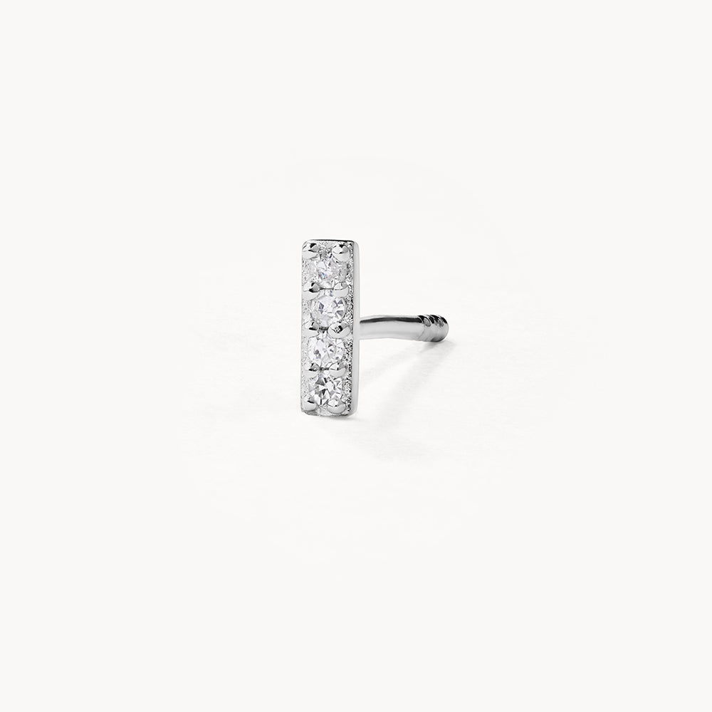 Diamond Letter I Single Stud Earring in Sterling Silver - Perfect for Gifts, Birthdays & Everyday Elegance