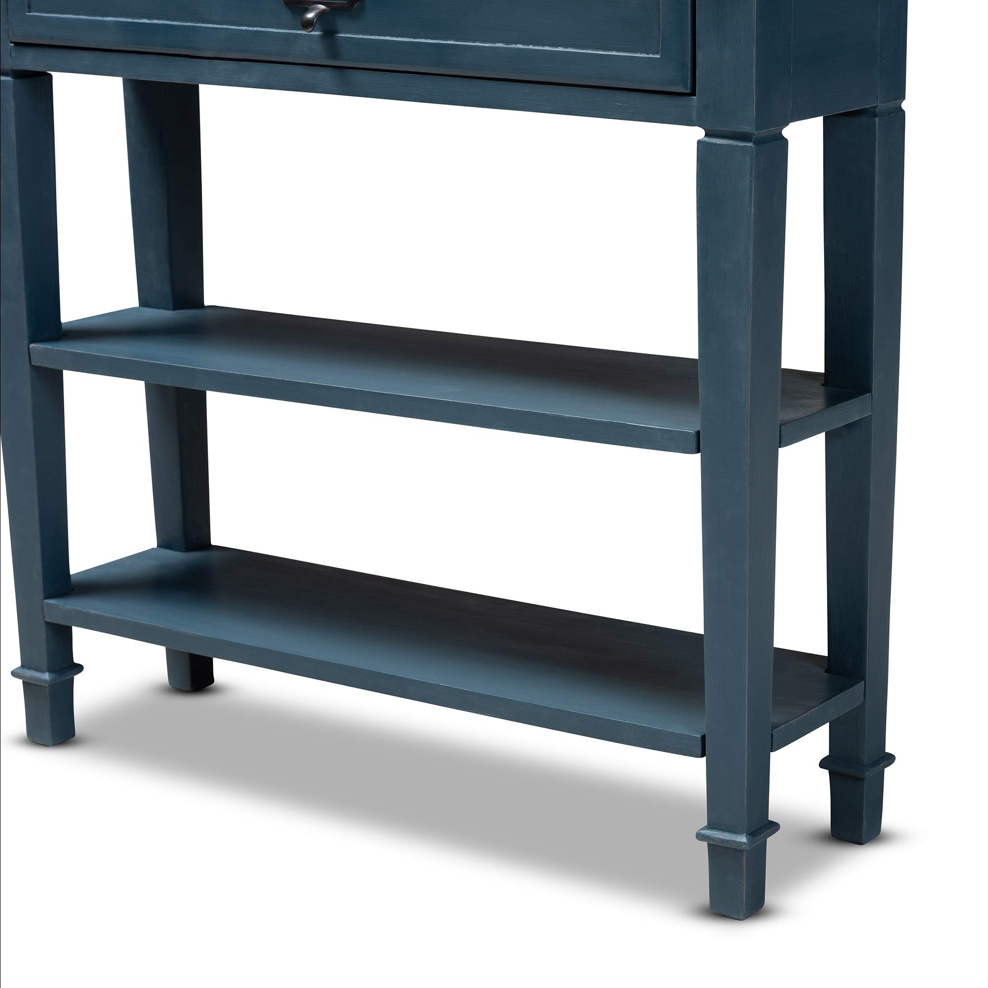 Baxton Studio Modern Console Table - Blue & Oak Finish - Entryway Sofa Table for Hallway, Living Room, or Bedroom Decor