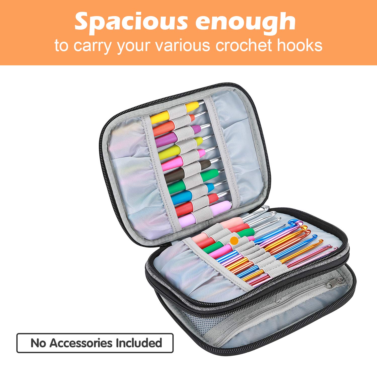 ProCase Crochet Hook Case - 6.5 Inch Travel Organizer Zipper Bag for Crochet Hooks, Knitting Needles & Accessories (Not Included) - Perfect for Craft Storage & On-the-Go Knitting Projects