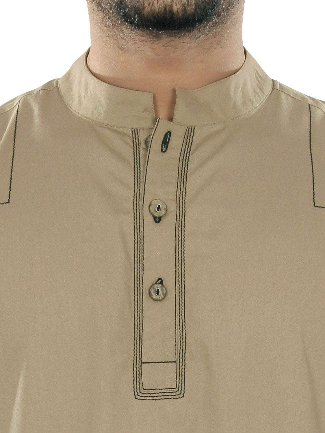 Ammar Beige Galabiyya - Traditional Arabic Robe for Men - Comfortable & Stylish Islamic Clothing for Prayer, Eid, and Special Occasions