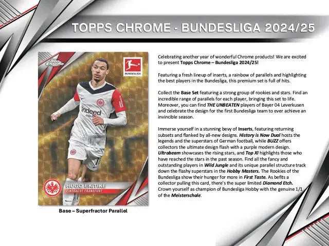 2024-2025 Topps Chrome Bundesliga Soccer Hobby Box - Limited Edition Collectible Trading Cards for Soccer Fans | Perfect for Collectors, Investors & Fantasy League Players