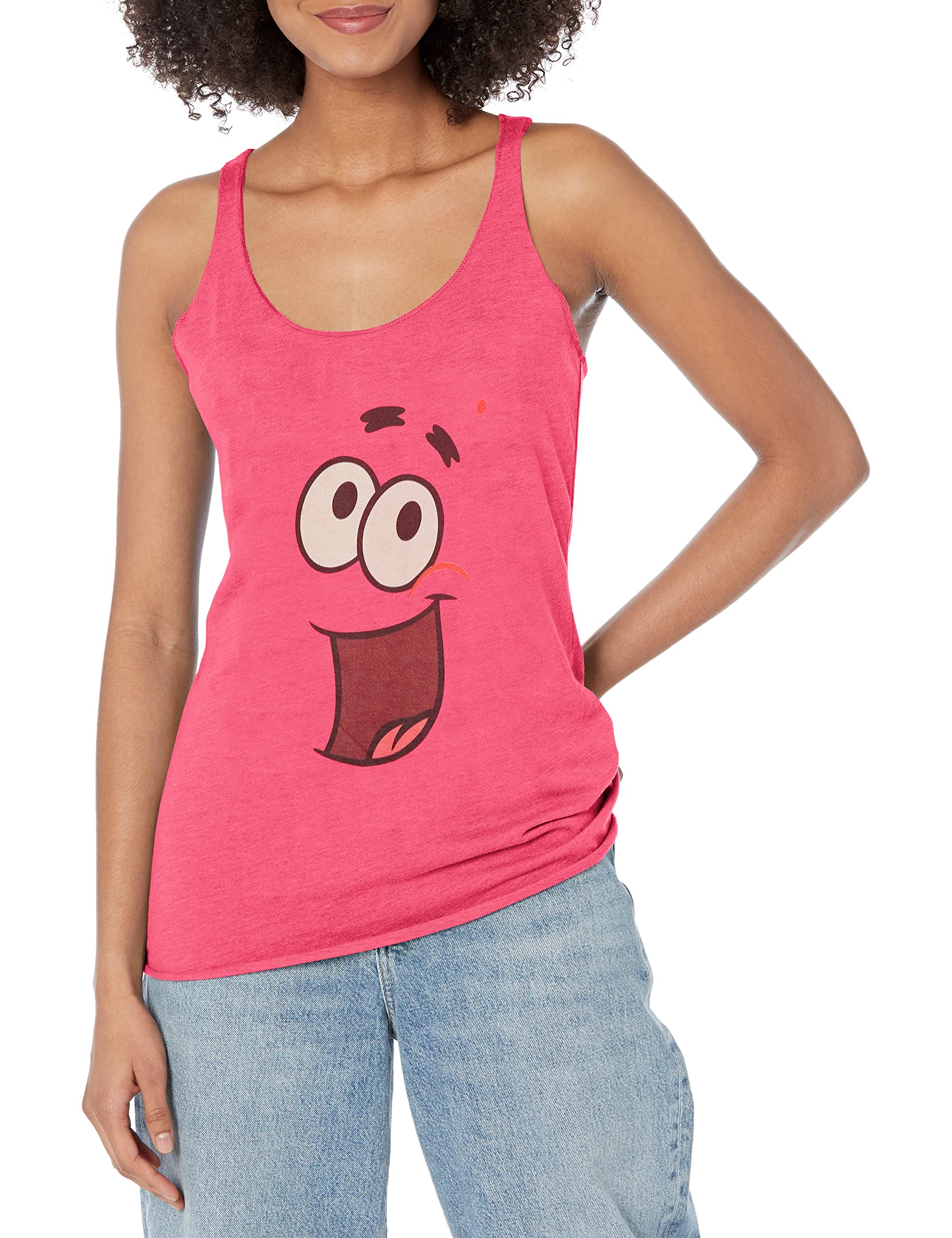 Spongebob Squarepants Patrick Star Women's Racerback Tank Top - Soft Cotton Graphic Tee for Summer & Casual Wear | Perfect for Beach, Parties & Nickelodeon Fans