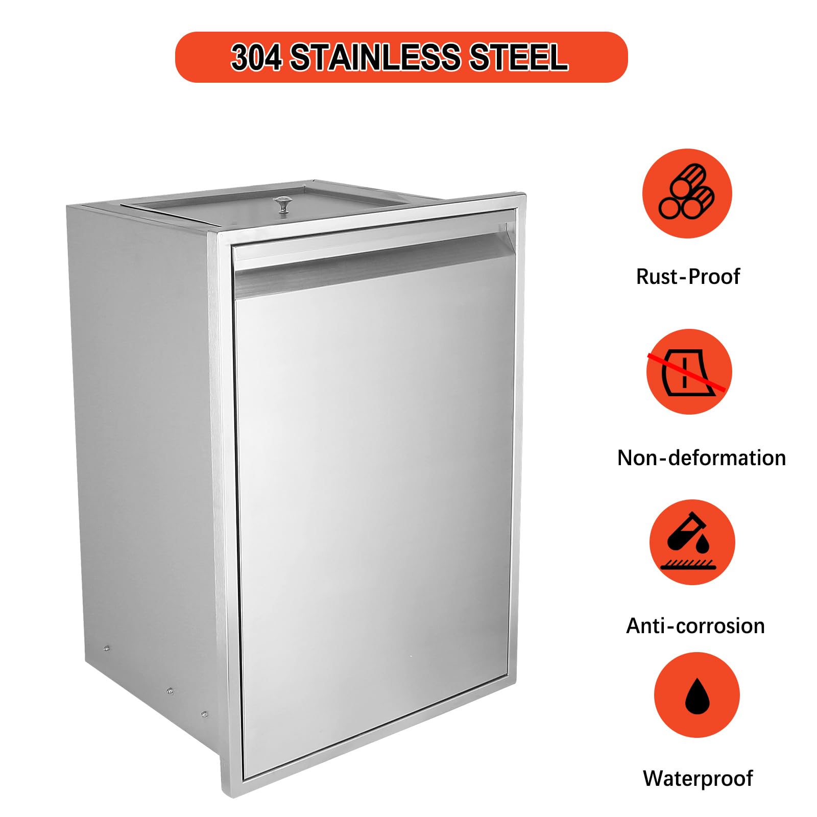 Stainless Steel Pull-Out Trash Drawer - 19