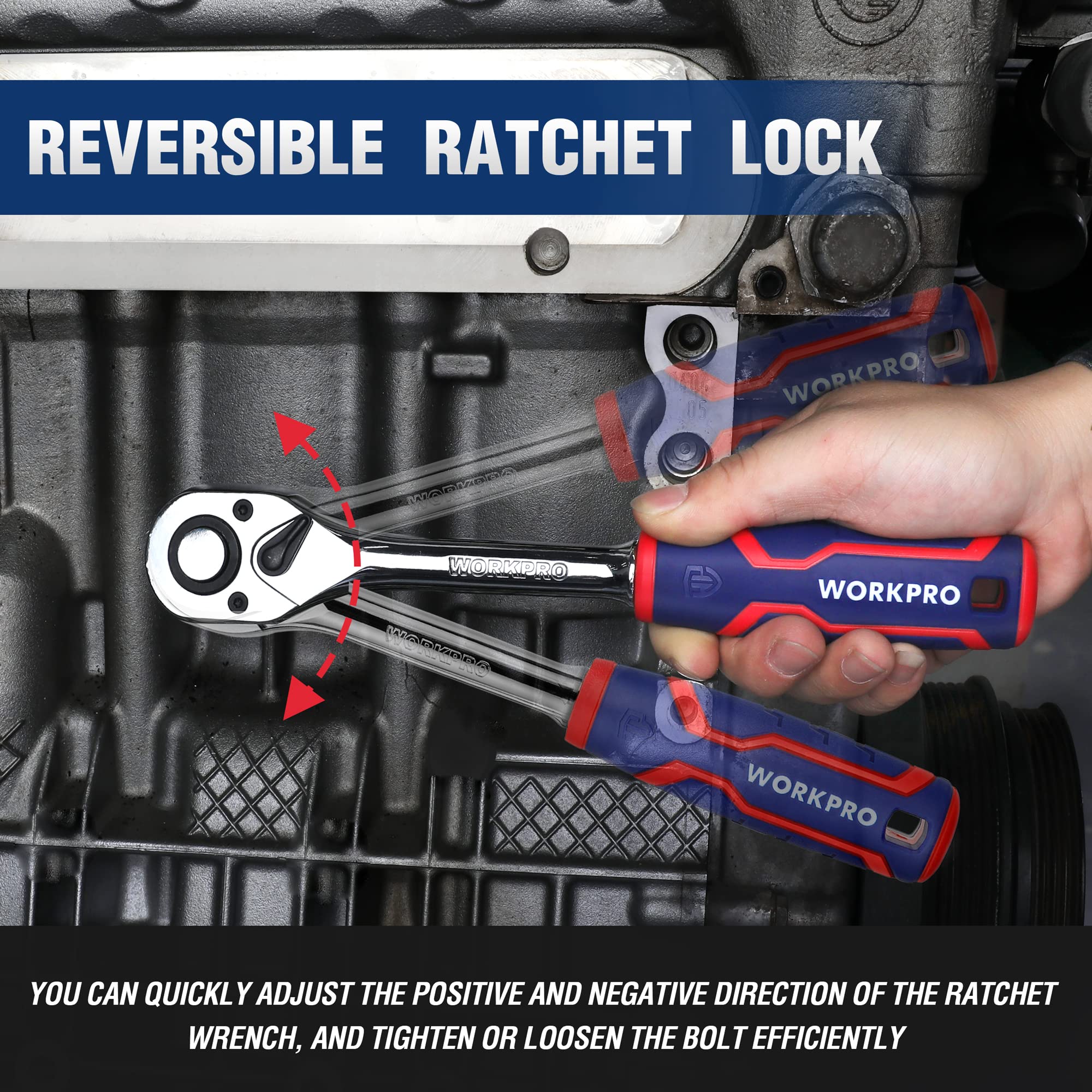 WORKPRO 3-Piece Ratchet Wrench Set - 1/4
