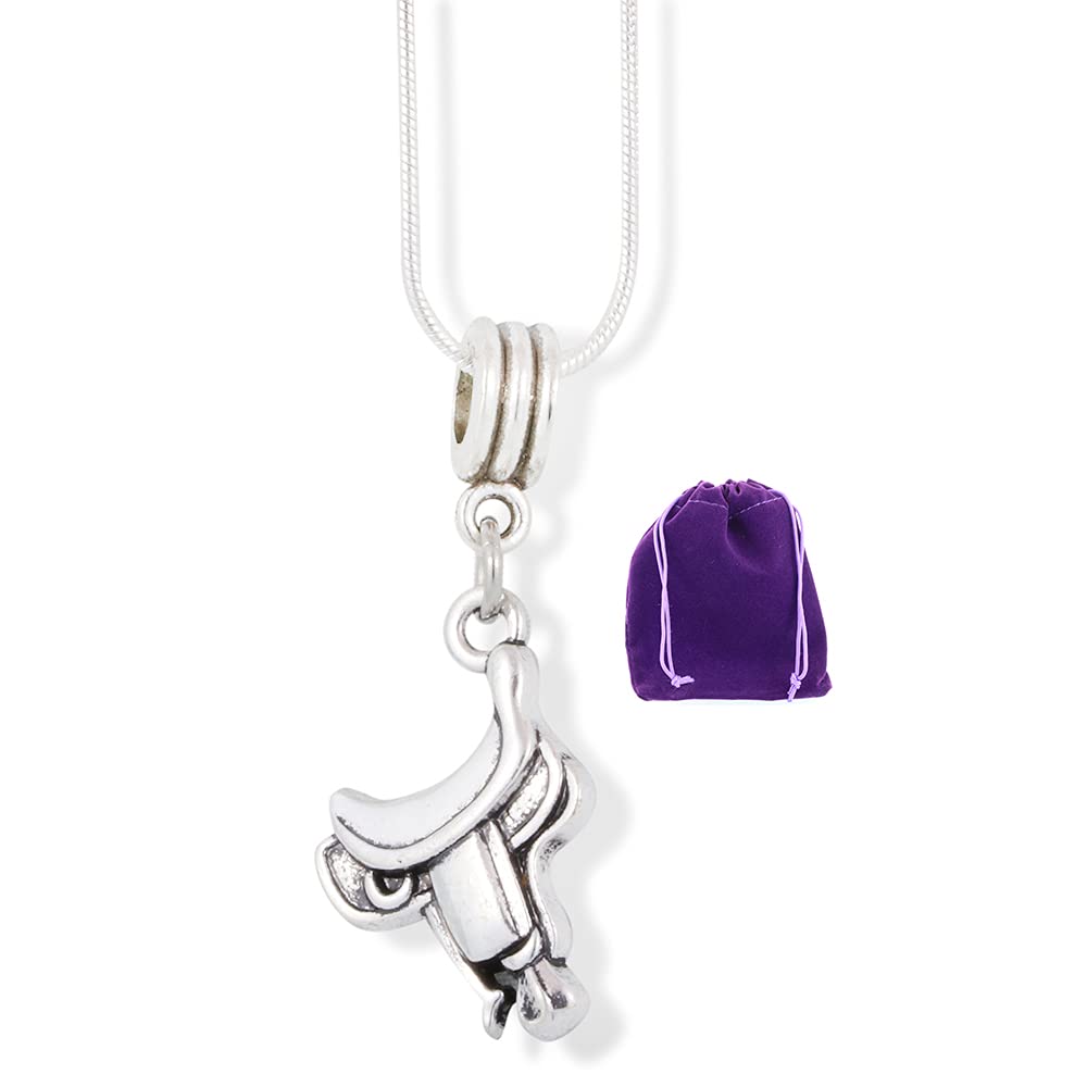Dave The Bunny Horse Saddle Charm Necklace - Perfect for Equestrian Fashion