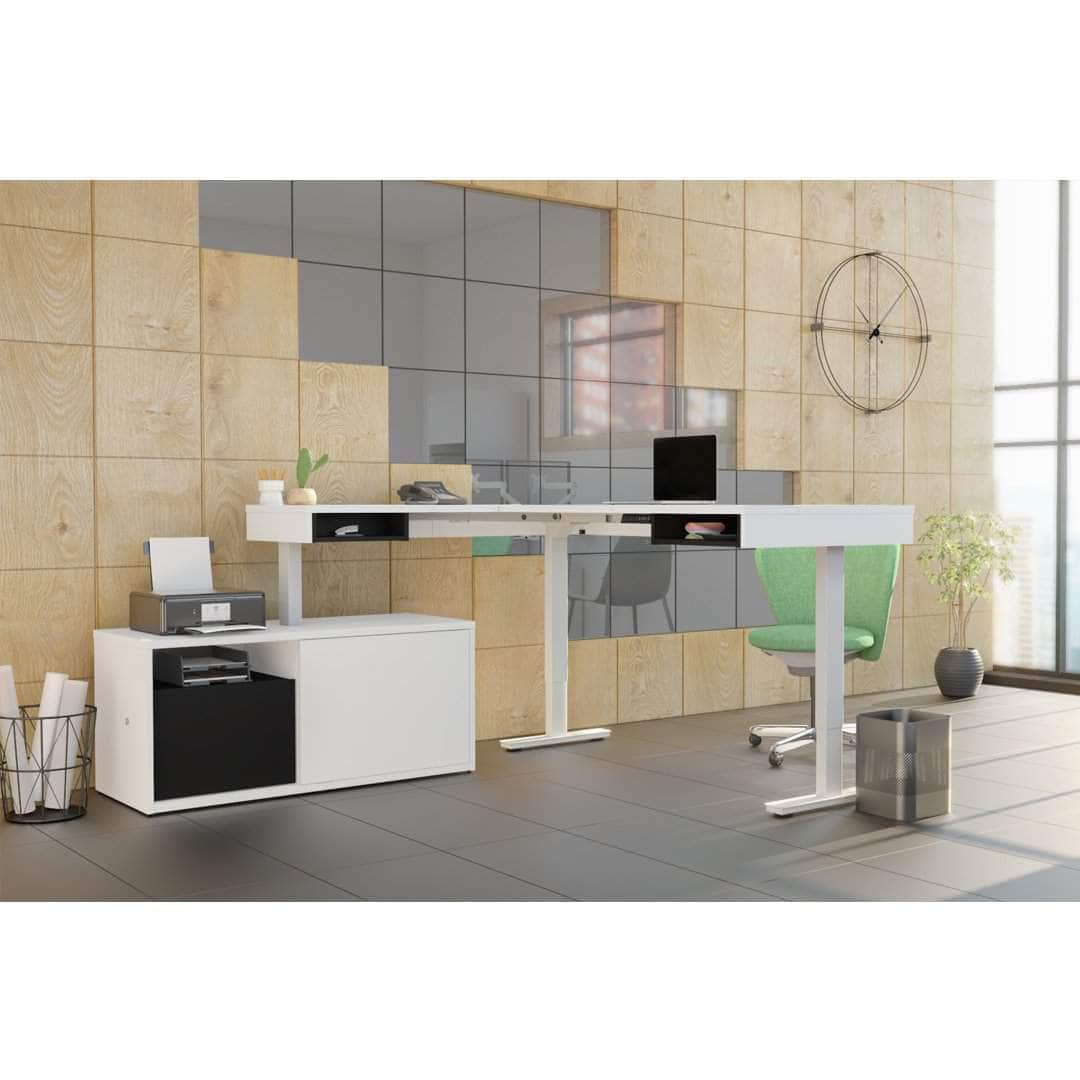 Pro Vega L-Shaped Standing Desk with Credenza - 2 Color Options | Ergonomic Home Office Furniture for Workspace & Productivity