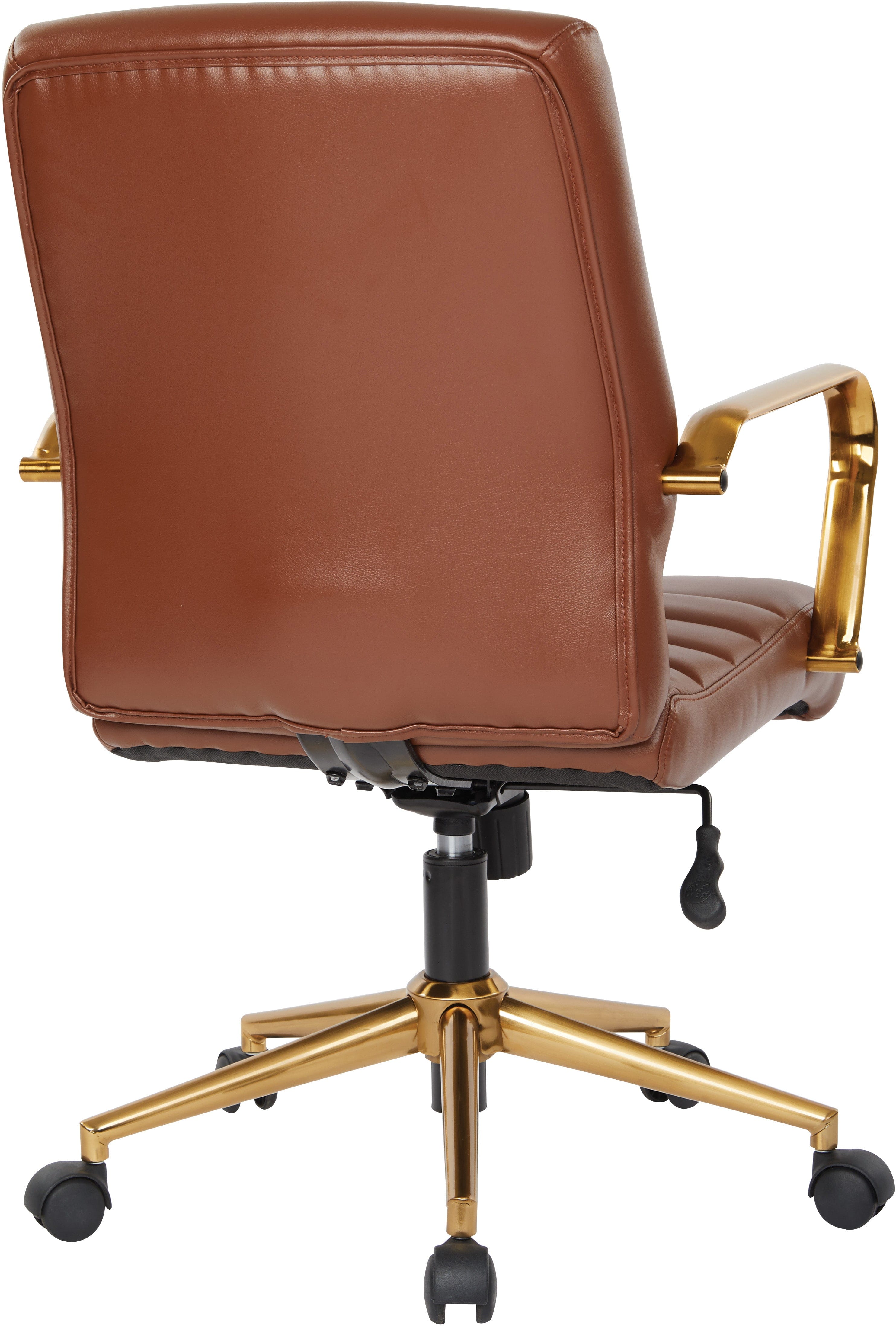 Office Star Baldwin Mid Back Faux Leather Chair [FL22991G] - Ergonomic Executive Office Chair for Home & Business, Comfortable PU Leather Desk Chair with Padded Seat & Adjustable Height - Perfect for Office, Study Room & Conference Room