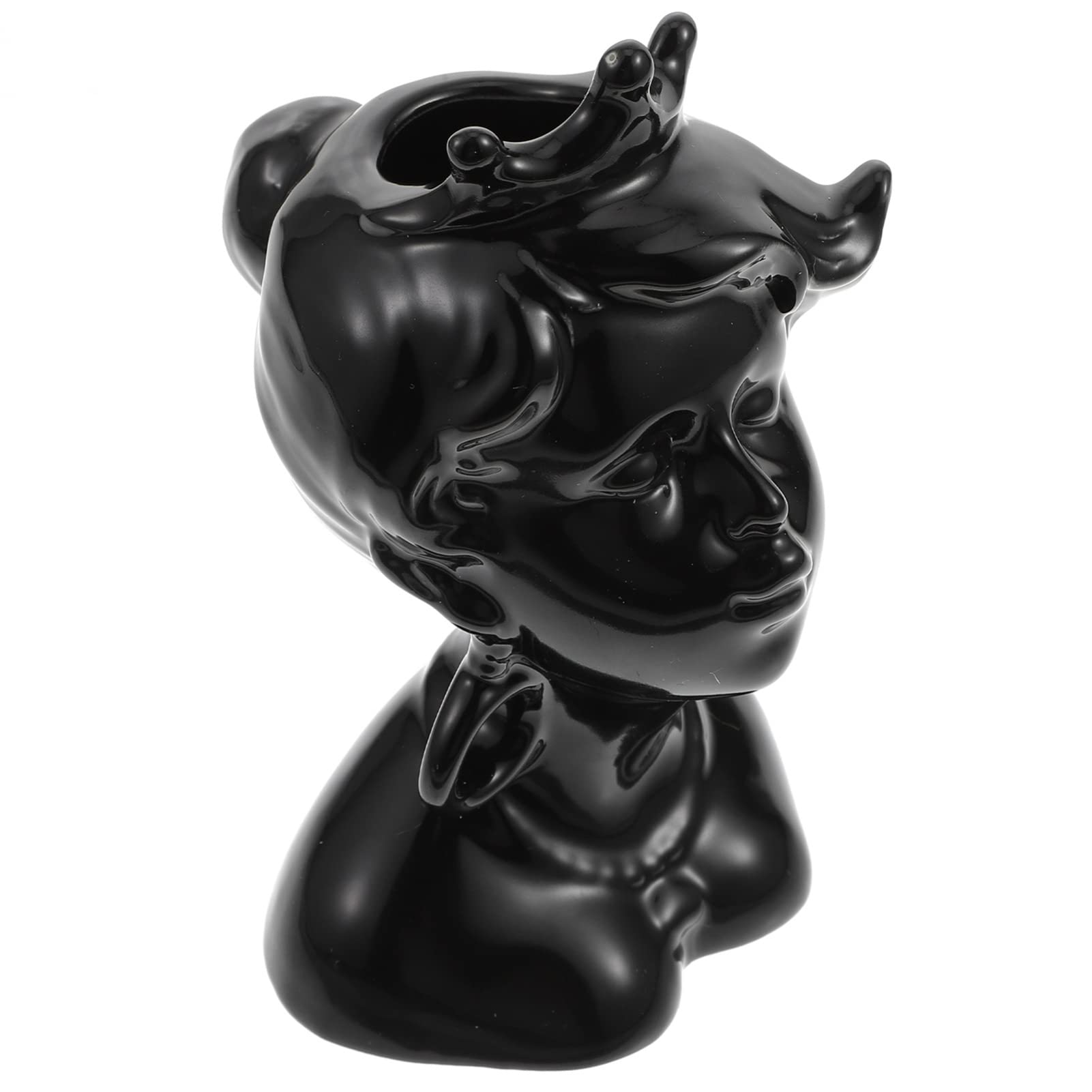 GANAZONO Modern Abstract Human Face Ceramic Vase Sculpture - Handcrafted Home & Office Decor for Farmhouse, Shelf, Table (Ideal for Living Room, Bedroom, Wedding Centerpiece)