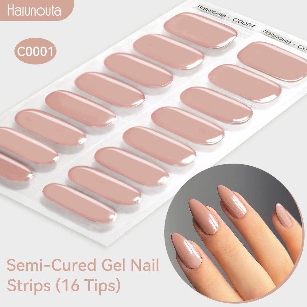 16 Tips Semi Cured Gel Nail Strips - Long Lasting DIY Nail Art Kit for Home Manicure | Perfect for Parties, Weddings & Special Occasions